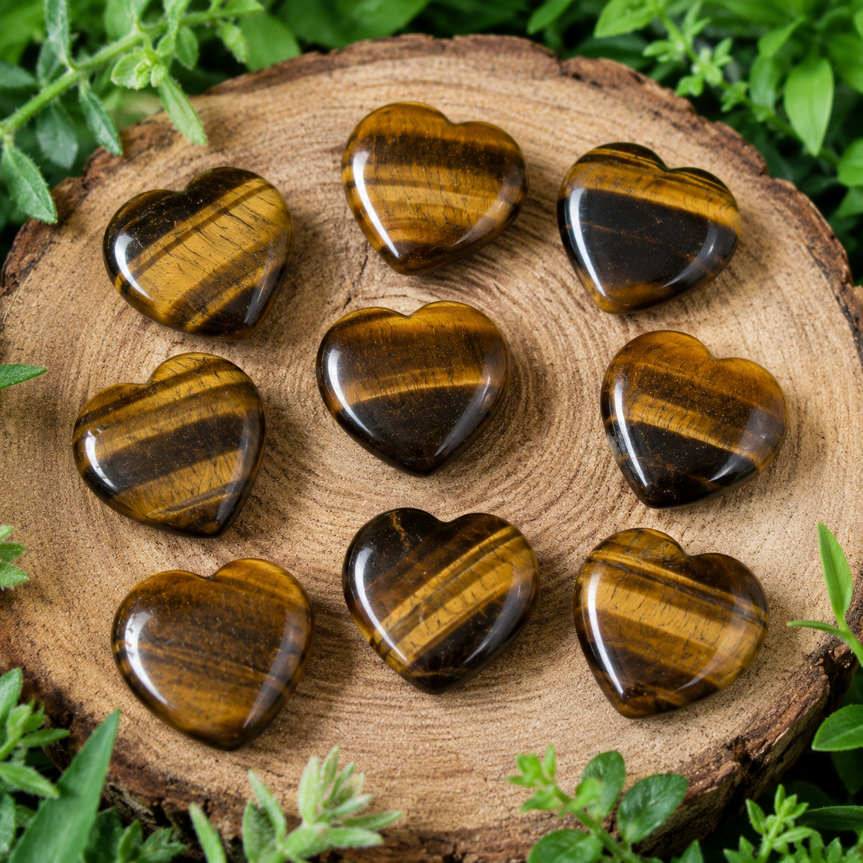 Tiger Eye Heart Crystal, Puffy Mini 1 Inch Pocket Crystal Heart DestGlow