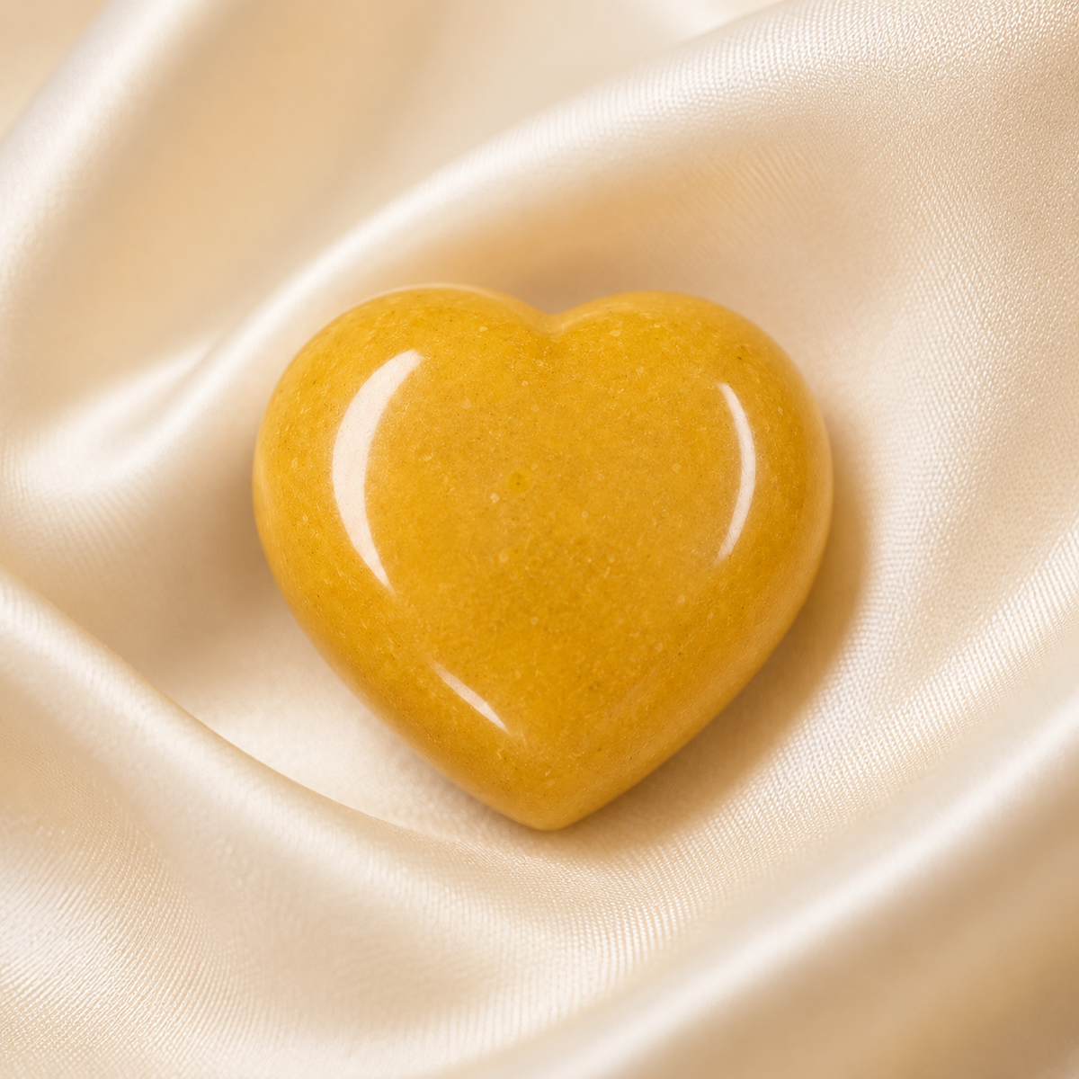 Yellow Aventurine Heart Crystal, Puffy Mini 1 Inch Pocket Crystal Heart DestGlow