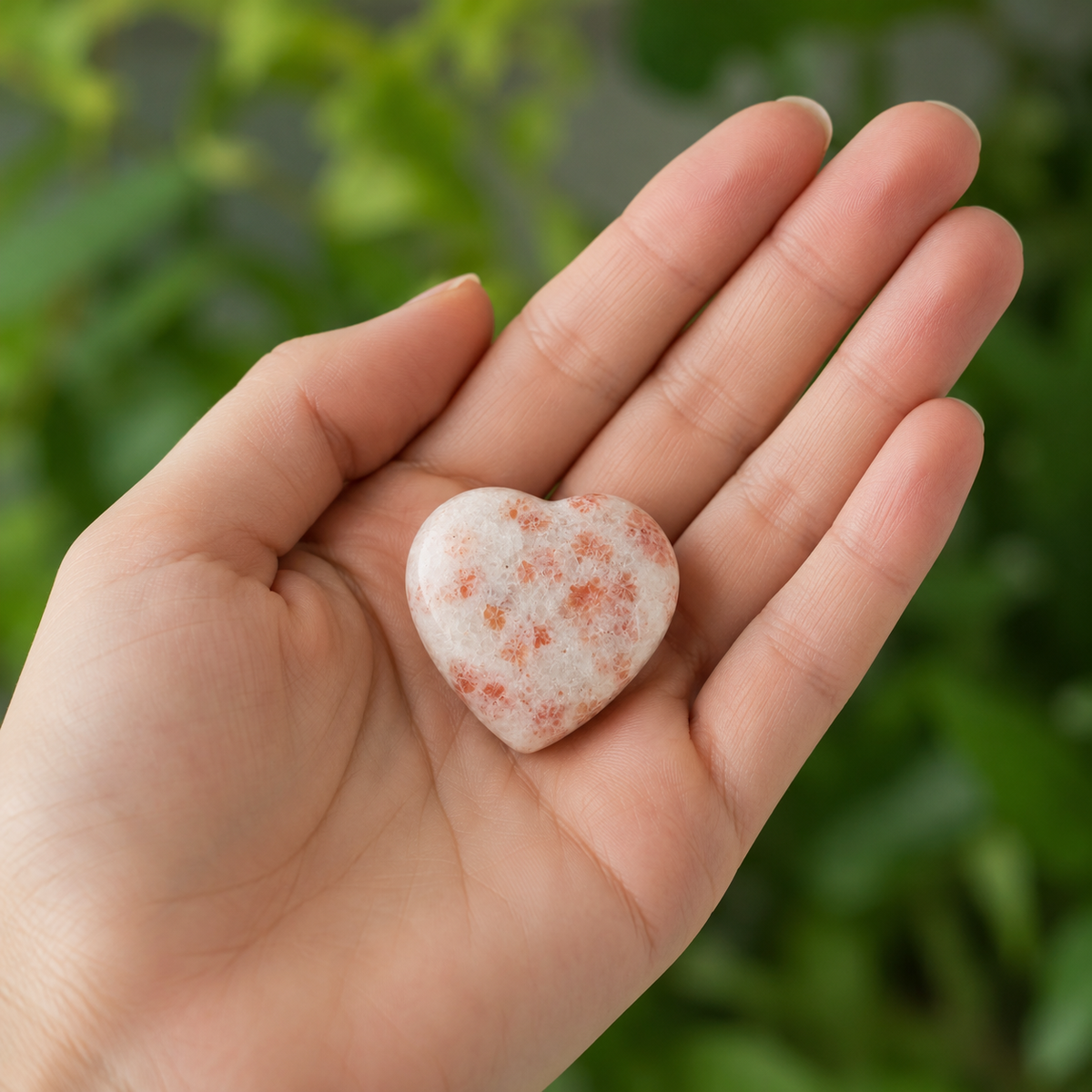 Sunstone Heart Crystal, Puffy Mini 1 Inch Pocket Crystal Heart. DestGlow