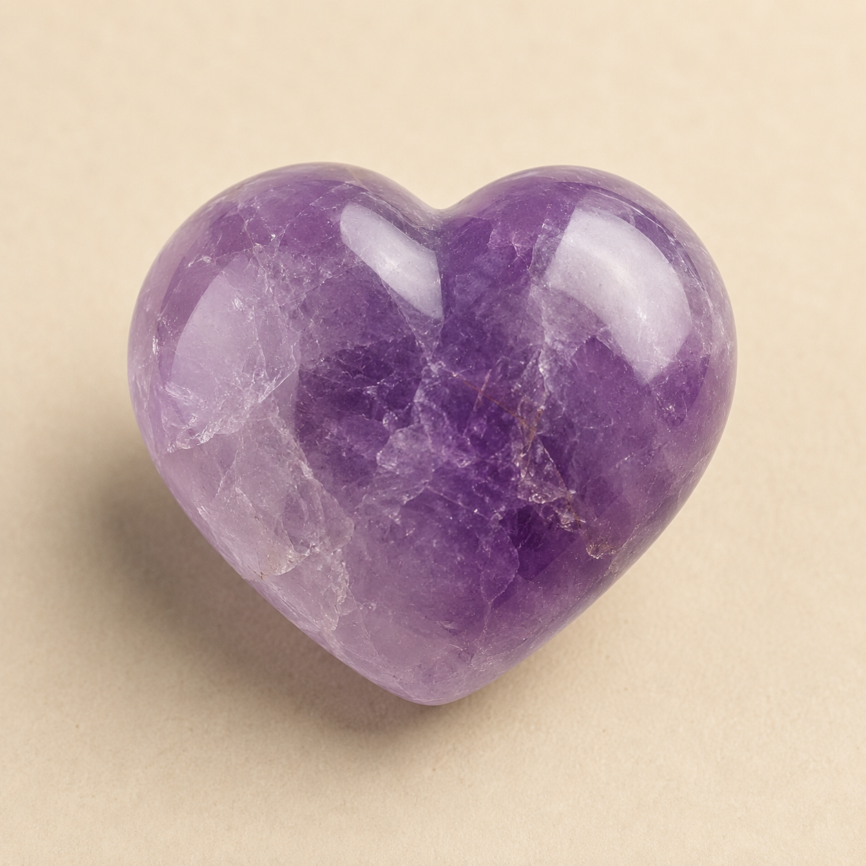 Amethyst Heart Crystal, Puffy Mini 1 Inch Pocket Crystal Heart. DestGlow