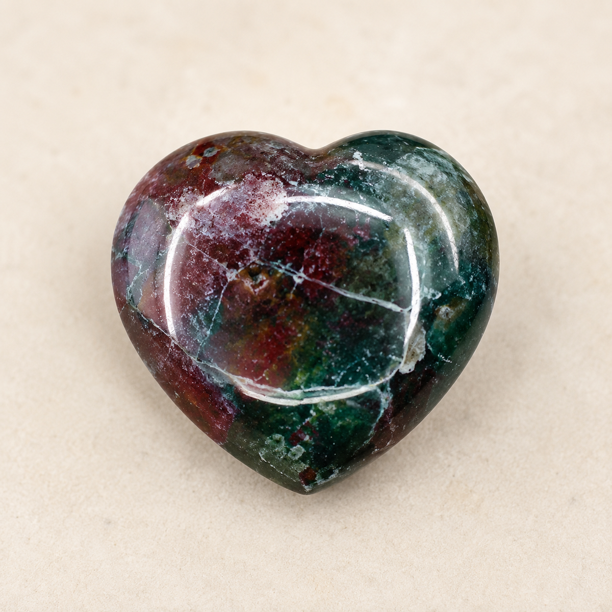 Fancy jasper Heart Crystal, Puffy Mini 1 Inch Pocket Crystal Heart DestGlow