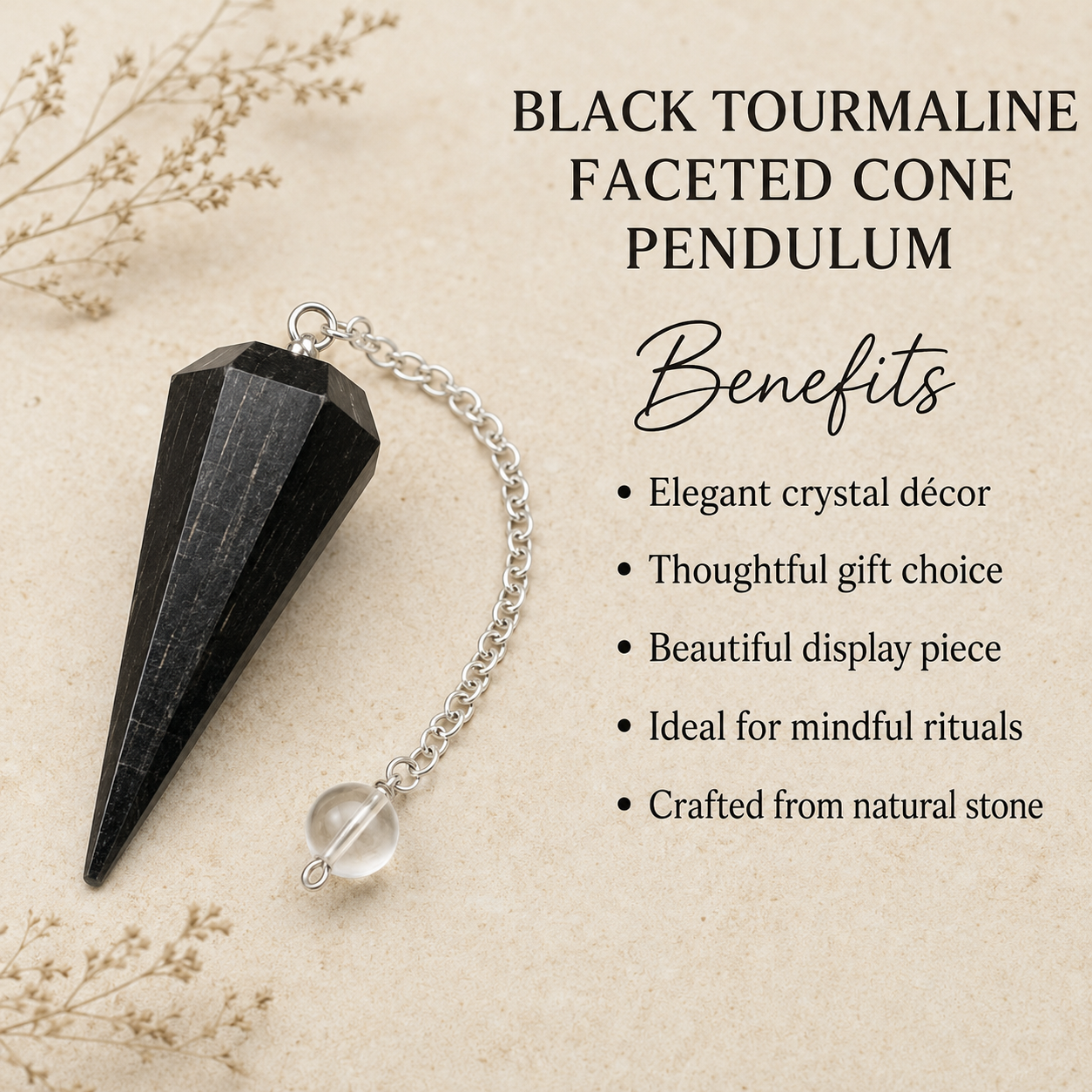 Black Tourmaline Pendulum (Resolution and Cleansing) DestGlow
