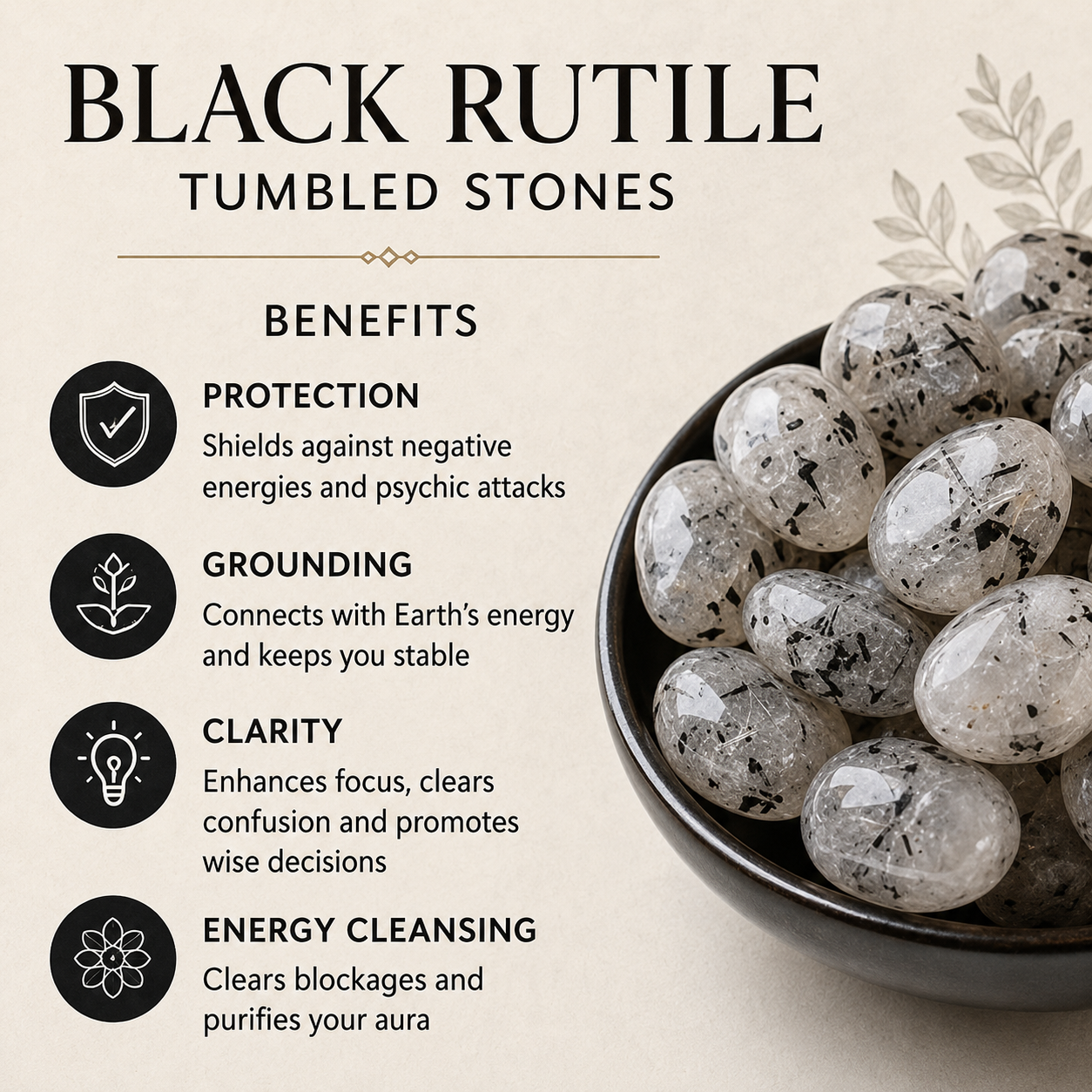 Black Rutile Tumbled Crystals (Trauma and Depression)