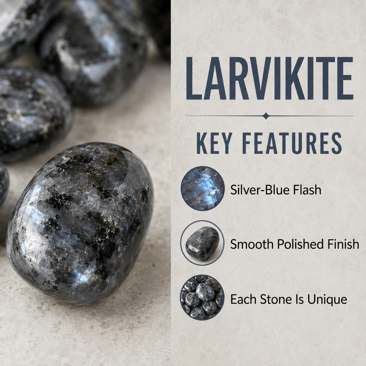 Larvikite Tumbled Crystals (Manifestation and Knowledge)