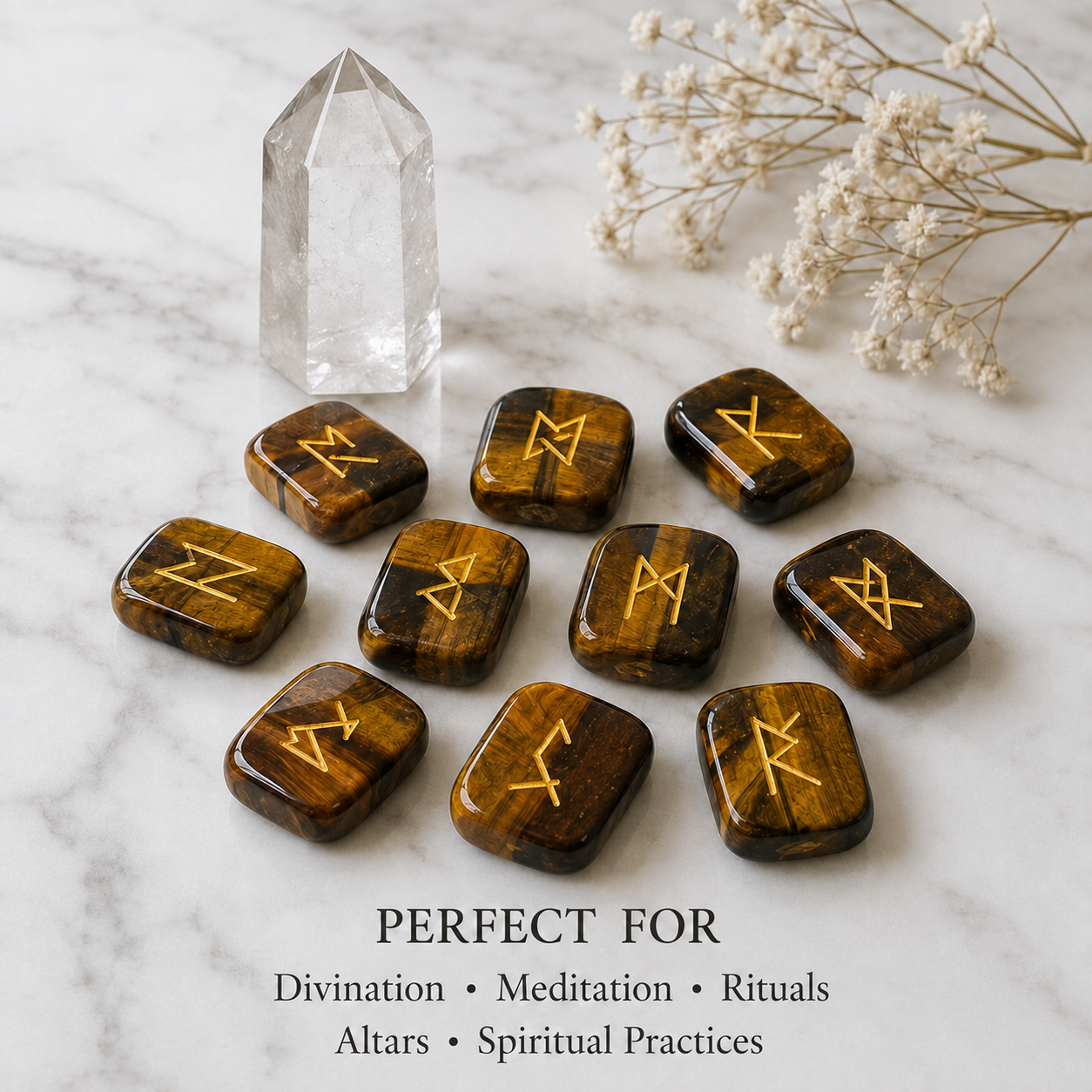 Tiger Eye Rune Set (Creativity and Longevity) DestGlow