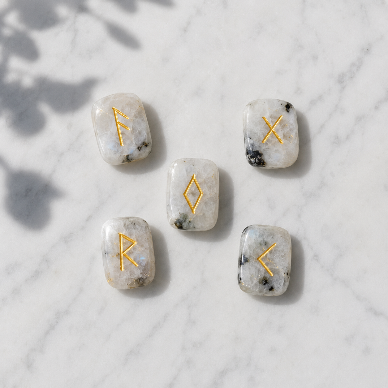 Rainbow Moonstone Rune Set (Growth and Stress Relief)