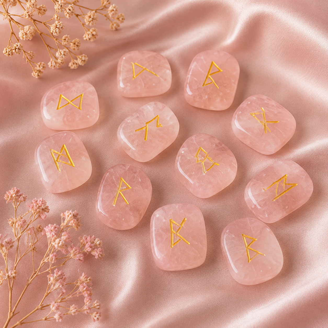 Rose Quartz Rune Set (Calming And Patience and Empathy) DestGlow