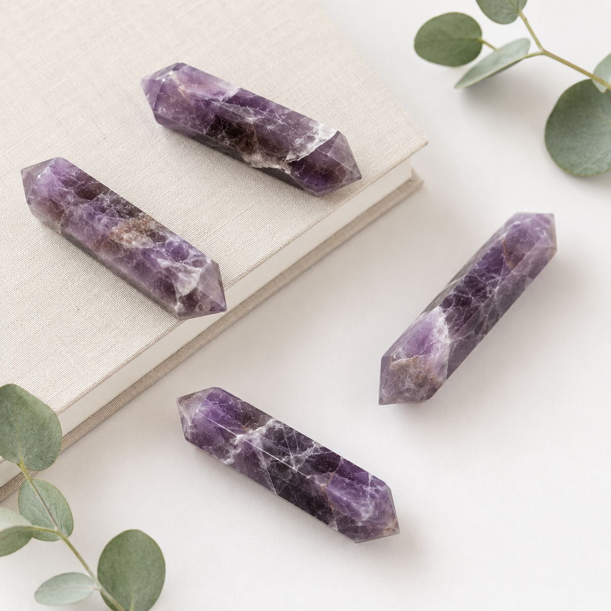 Amethyst Double Point Pencils (Alleviates sadness, grief and Intuition ) DestGlow
