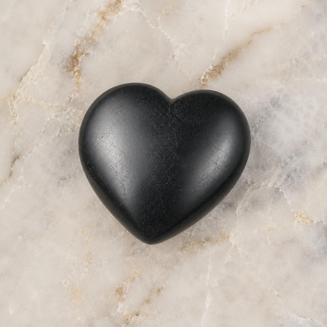 Polished Black Shungite Heart Crystal, Puffy Mini 2 Inch Pocket Crystal Heart DestGlow