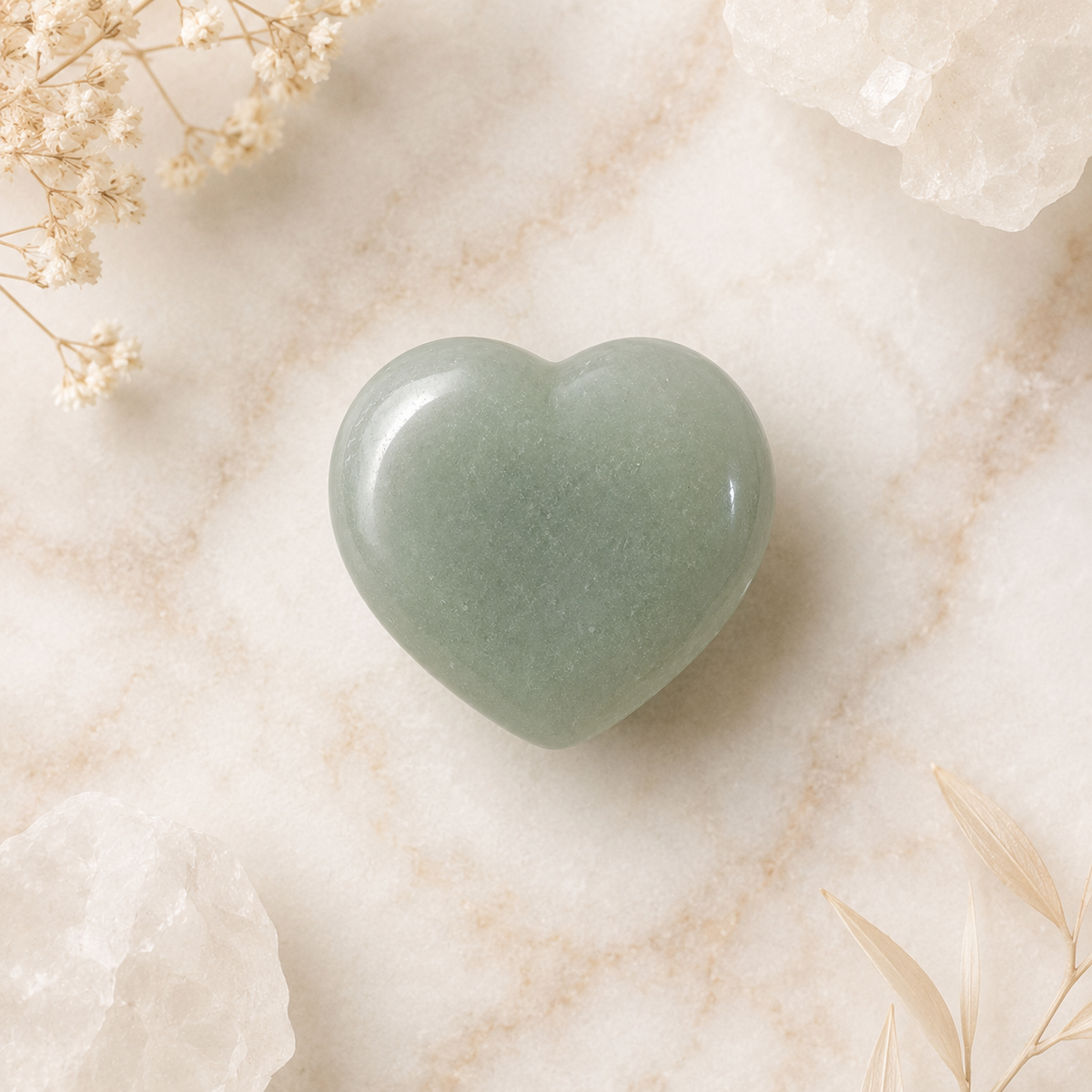 Green Aventurine Heart Crystal, Puffy Mini 1 Inch Pocket Crystal Heart DestGlow