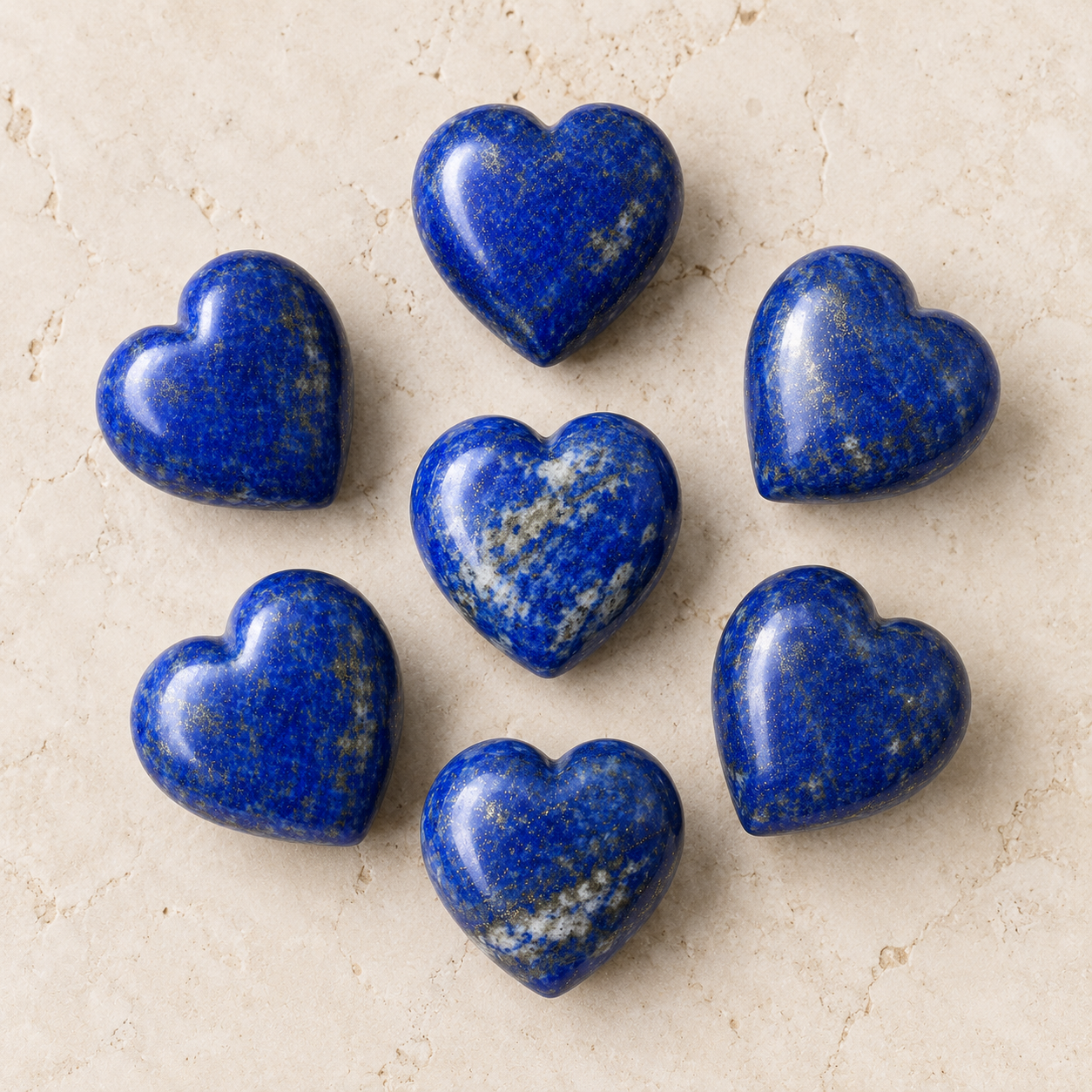 Polished Lapis Lazuli Heart Crystal, Puffy Mini 2 Inch Pocket Crystal Heart DestGlow