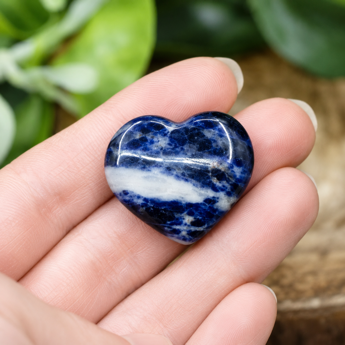 Sodalite Heart Crystal, Puffy Mini 1 Inch Pocket Crystal Heart DestGlow