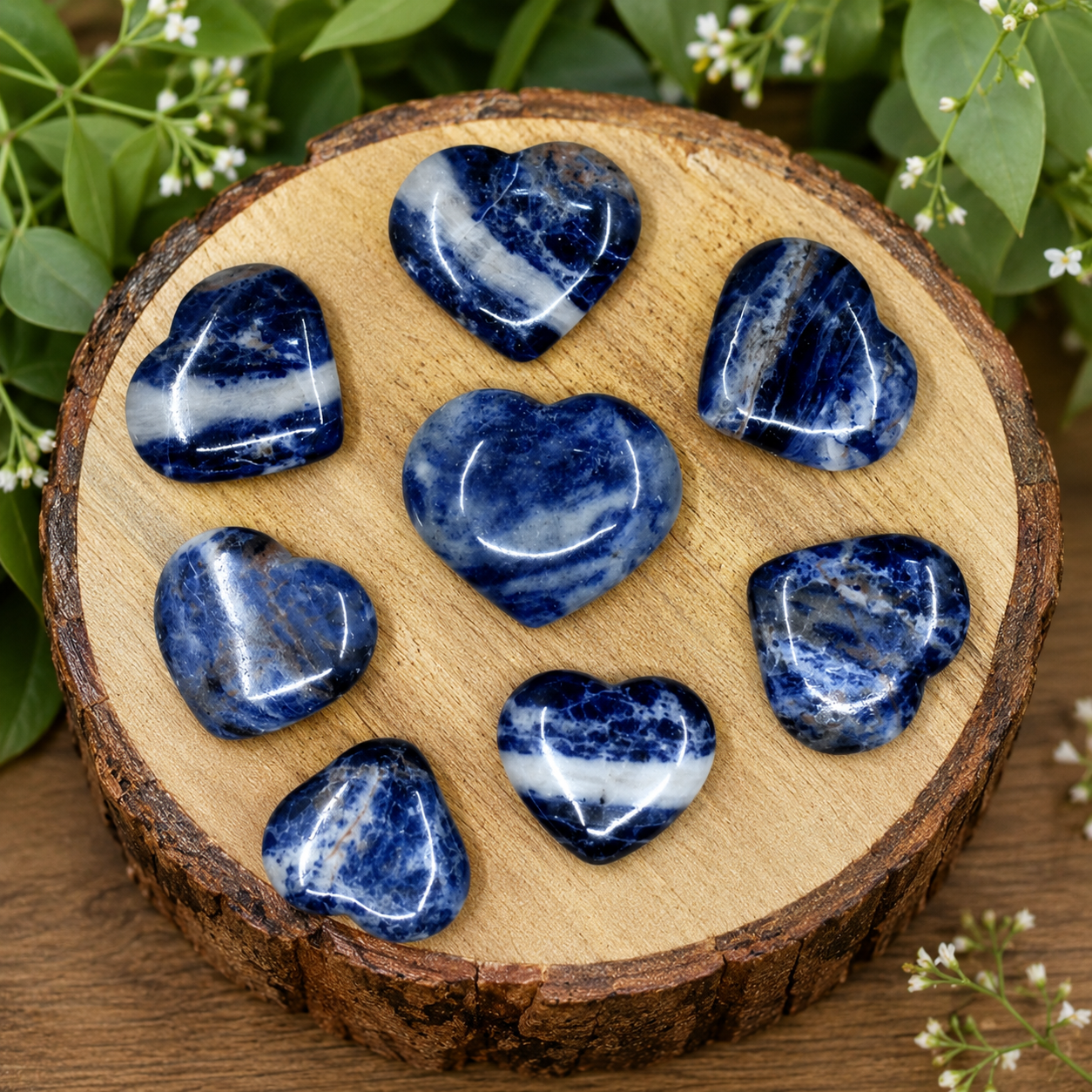 Sodalite Heart Crystal, Puffy Mini 1 Inch Pocket Crystal Heart DestGlow