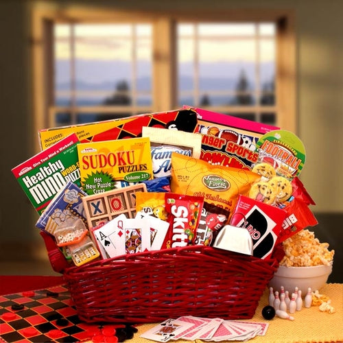 Fun & Games Gift Basket - Get Well Soon Care Package with Treats & Activities