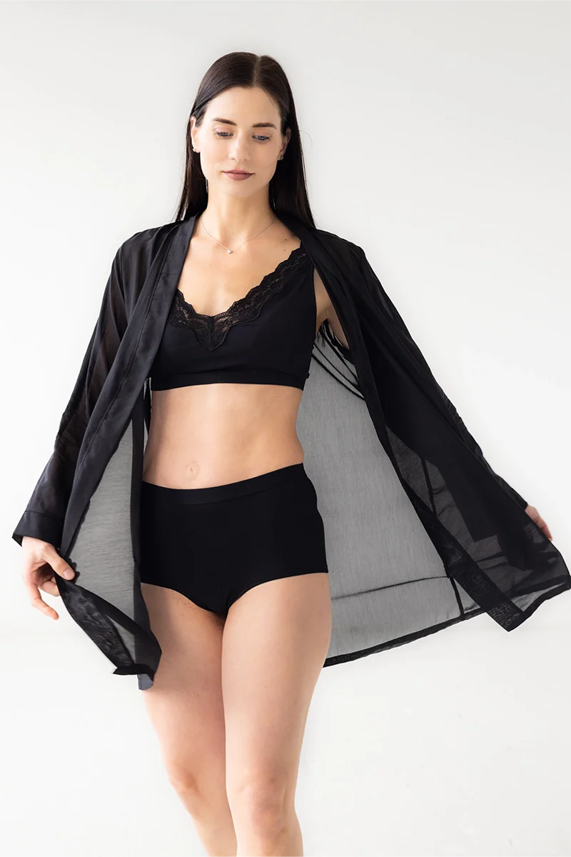 Classic Short Robe Cotton/Silk 33" by Salua Lingerie