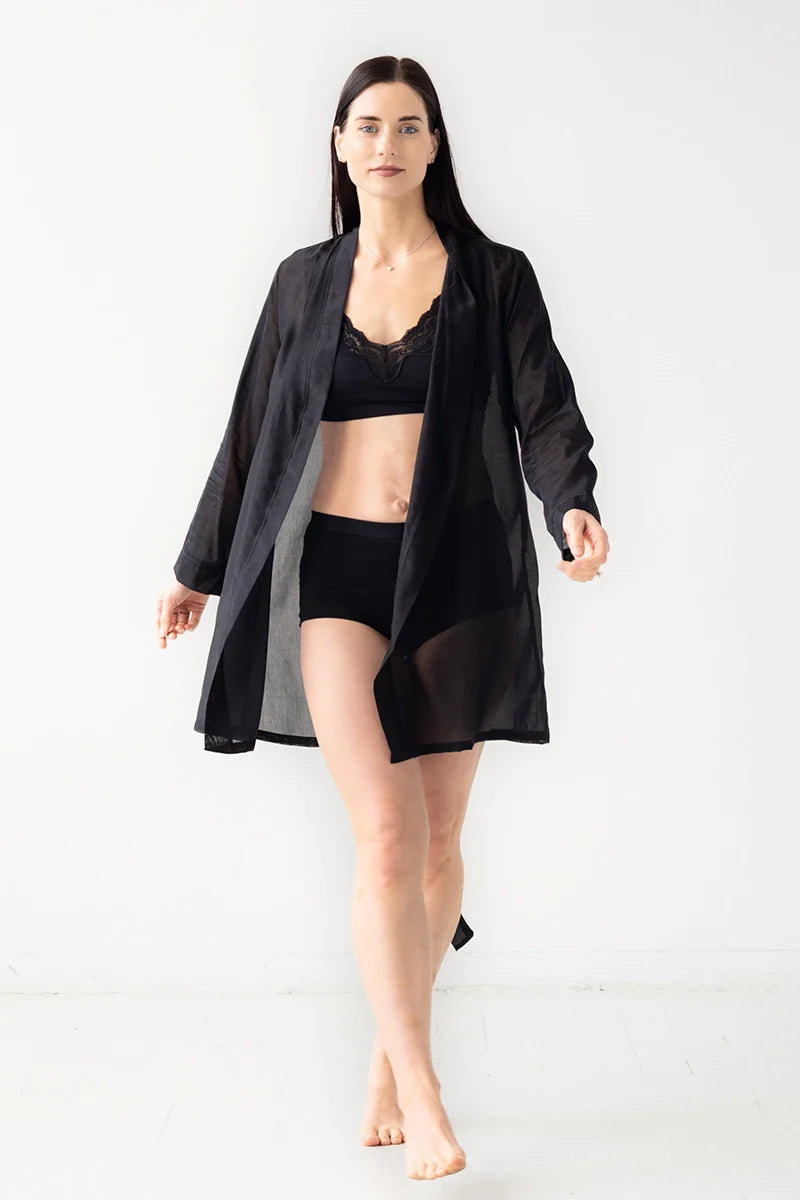 Classic Short Robe Cotton/Silk 33" - DestGlow