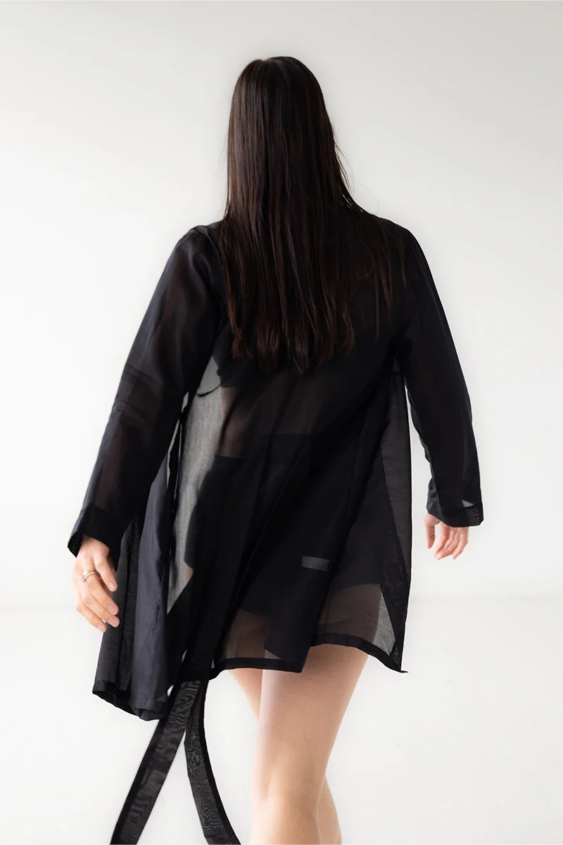 Classic Short Robe Cotton/Silk 33" by Salua Lingerie