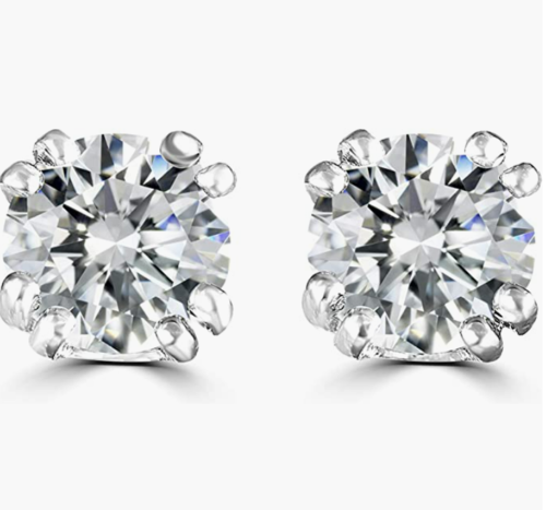 Moissanite Earrings - Classic Round Cut 0.81 Ct 925 Sterling Silver Studs