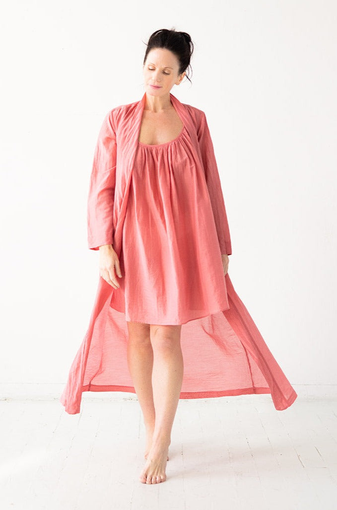 Classic Long Sheer Cotton-Silk Robe - DestGlow