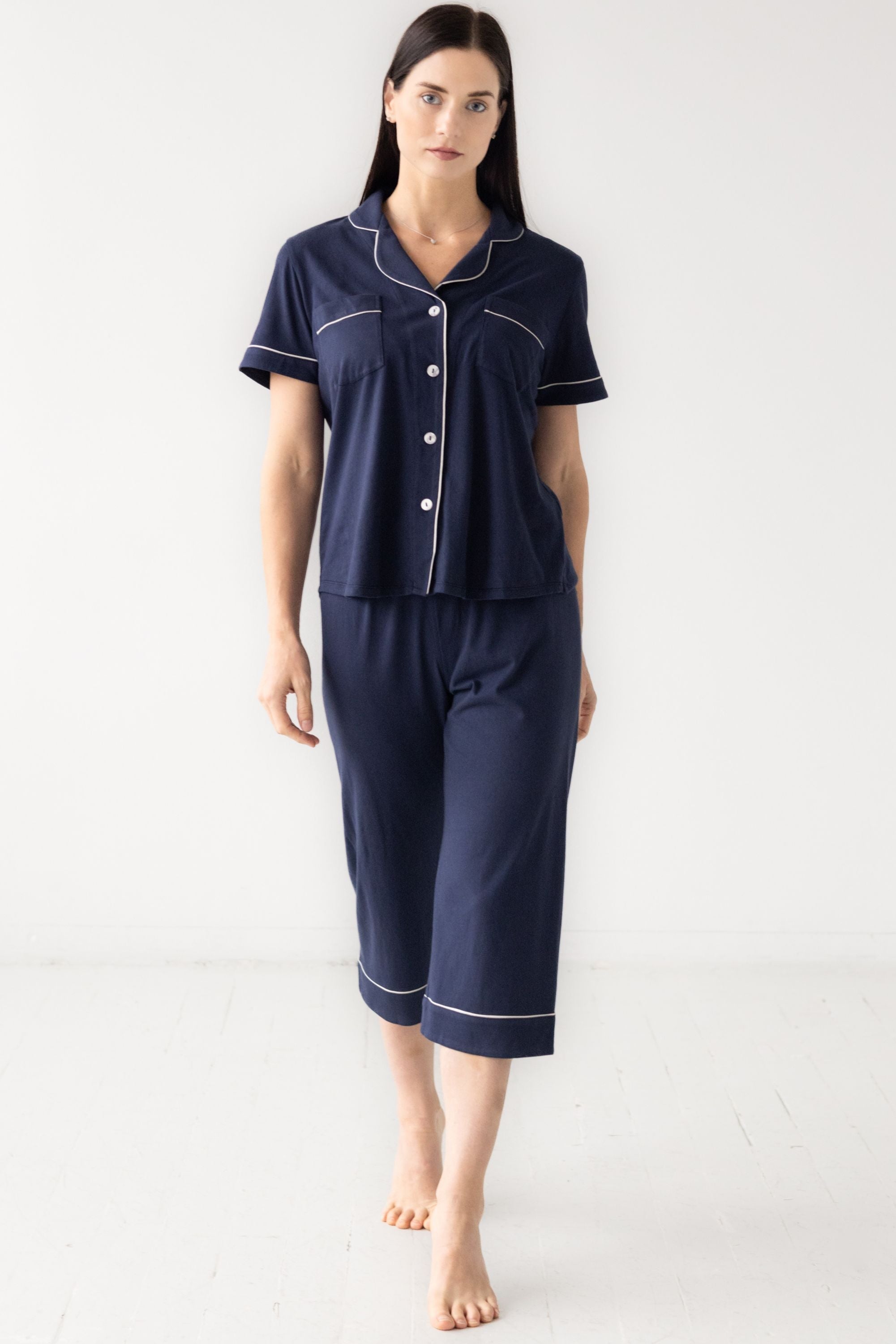 Classic Luxury Capri Pajamas in Brushed Pima Cotton - DestGlow