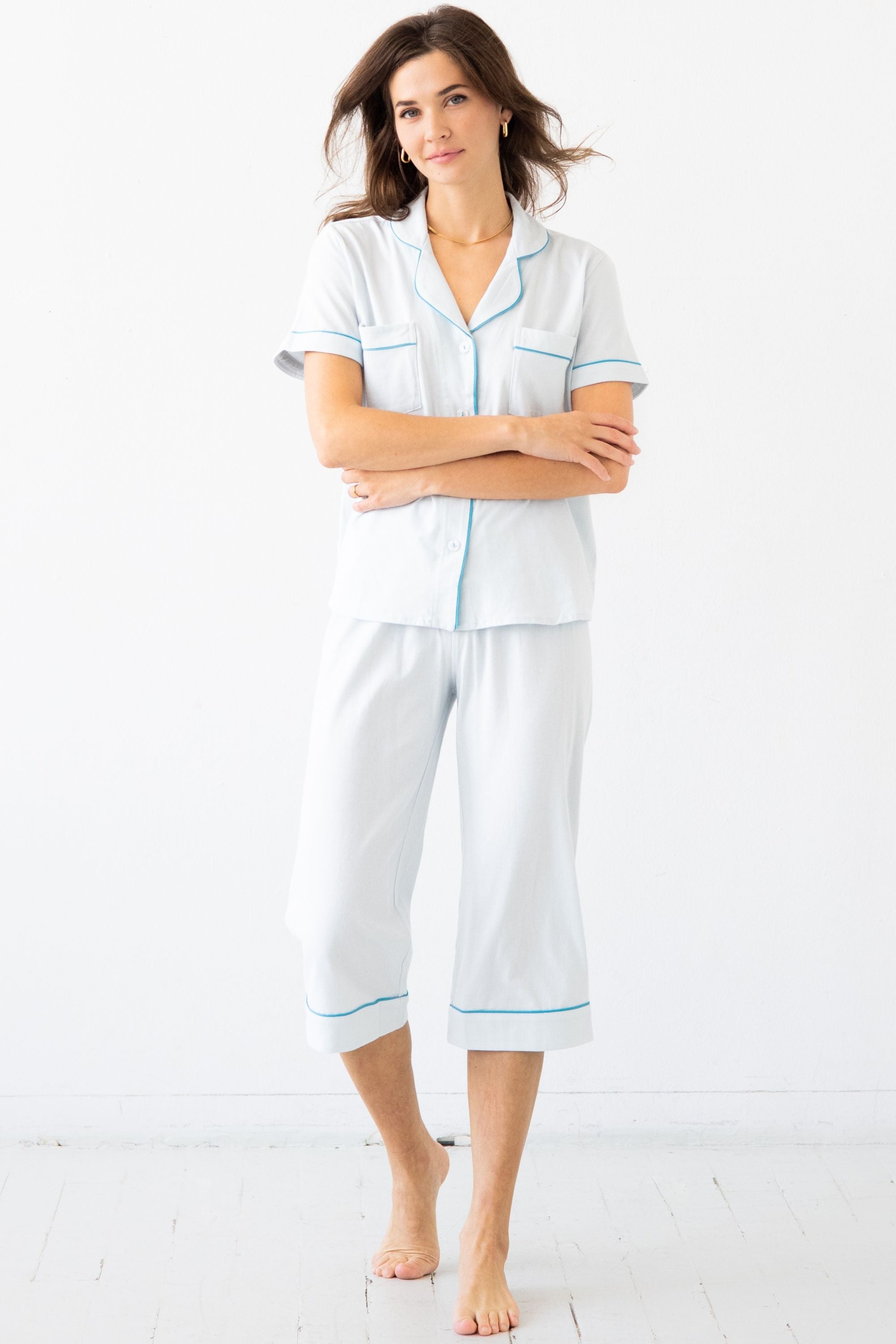 Classic Luxury Capri Pajamas in Brushed Pima Cotton - DestGlow