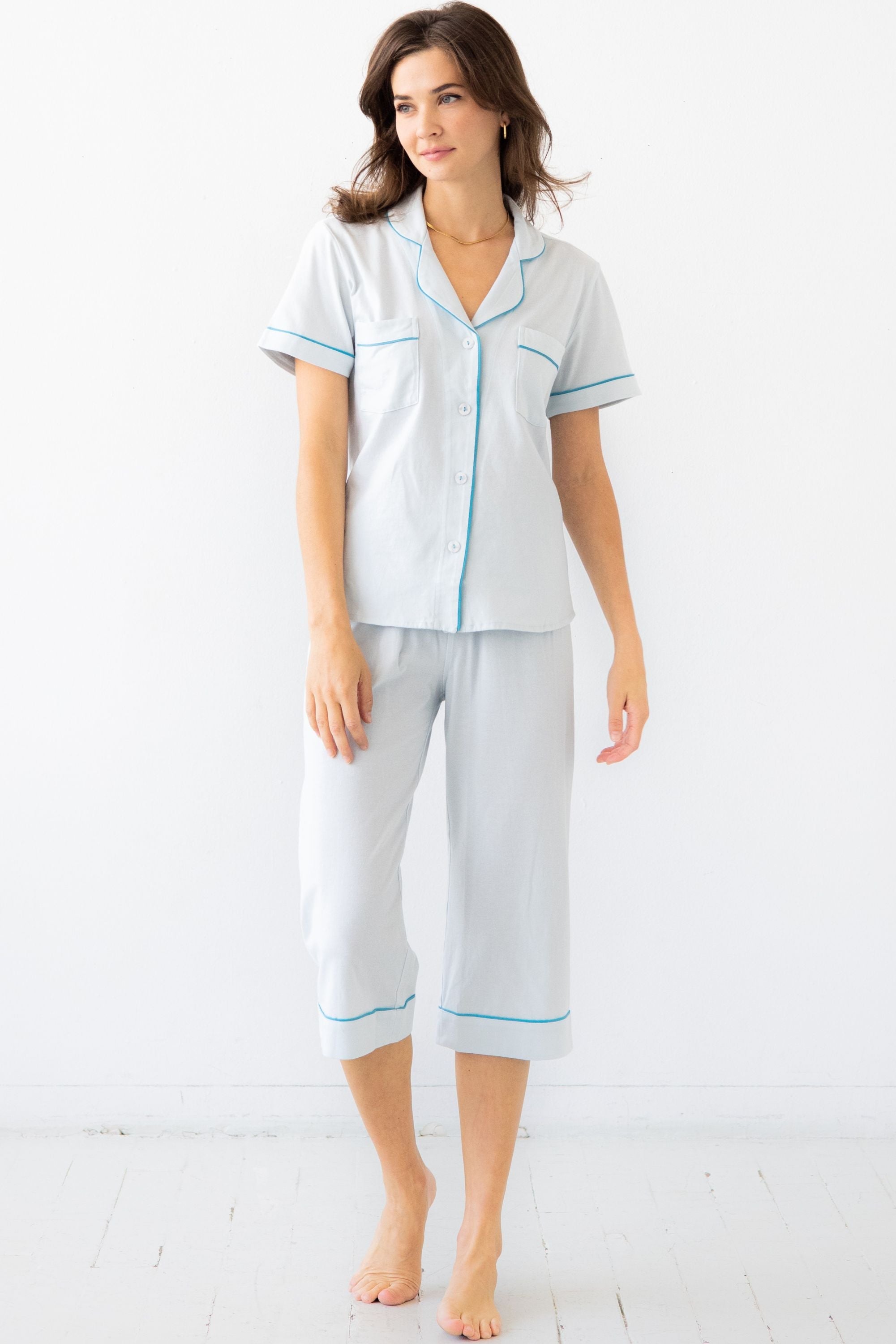 Classic Luxury Capri Pajamas in Brushed Pima Cotton - DestGlow