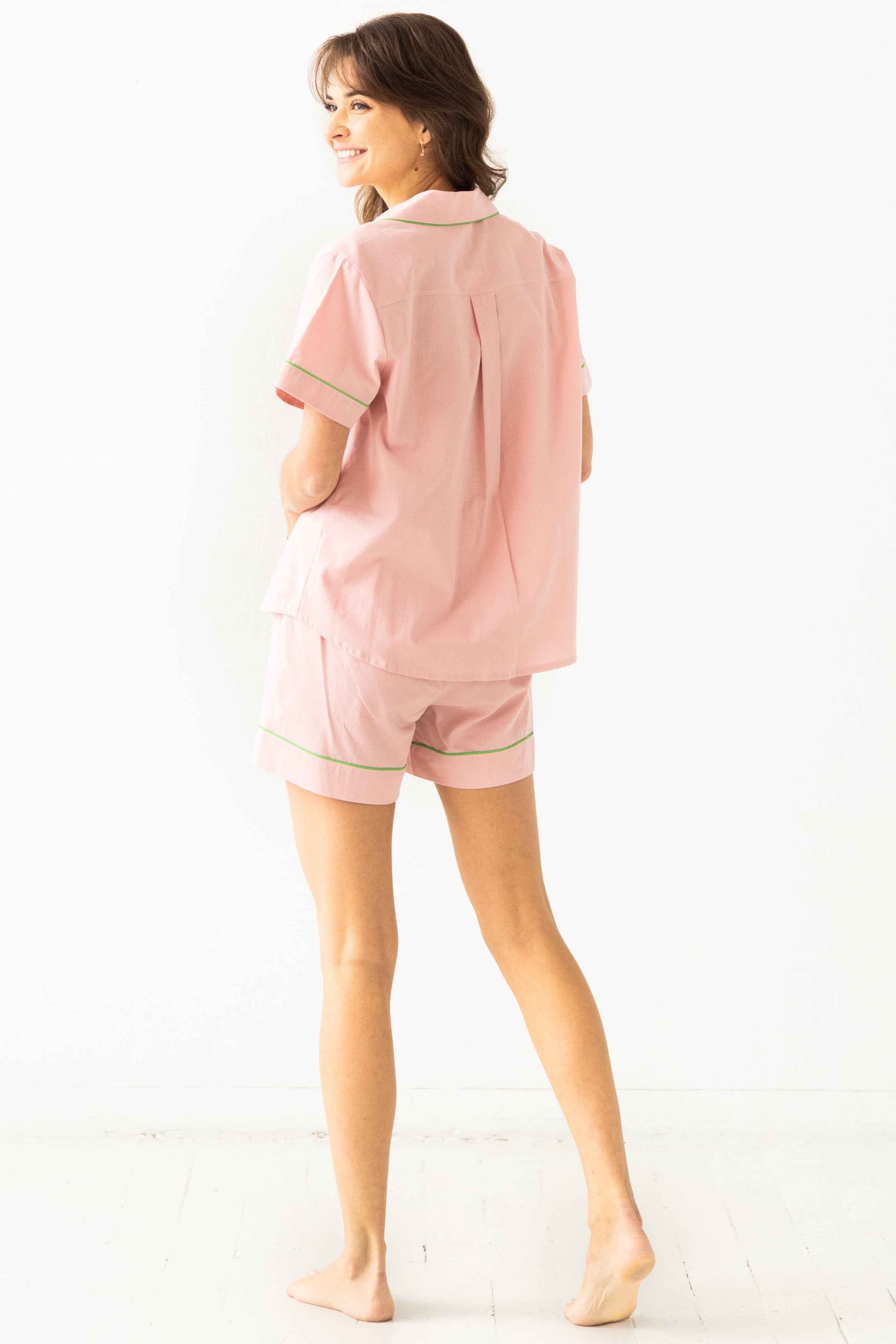 SALUA Classic Shorties Pajamas in Woven Cotton