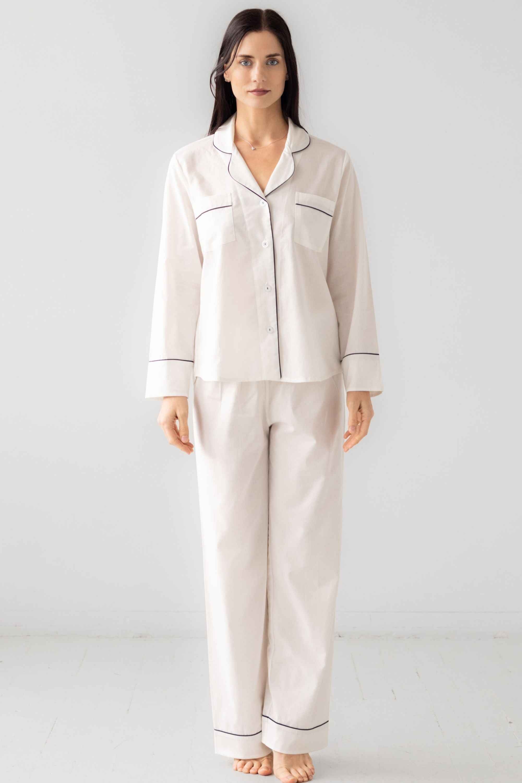 Classic Woven Cotton Pajama Set - DestGlow