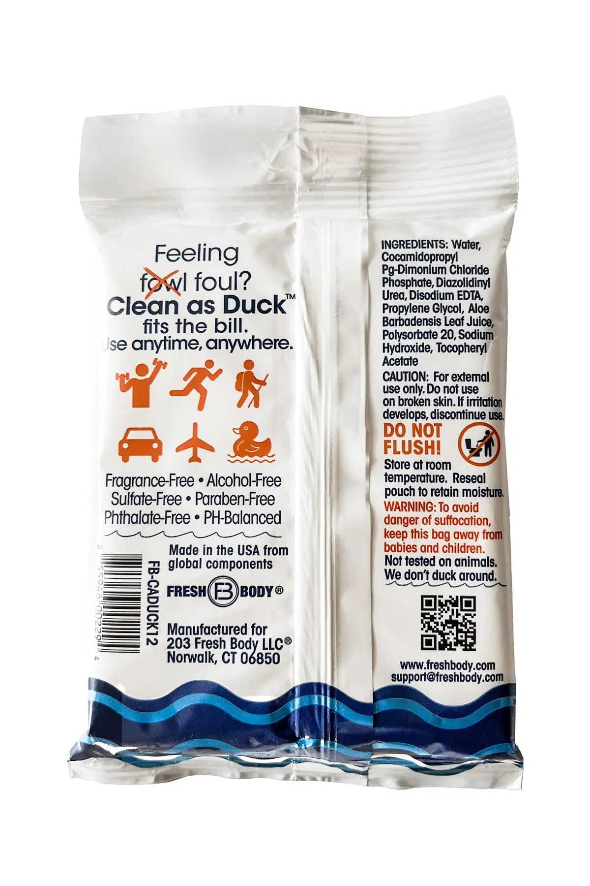 Clean As Duck Body Wipes 12ct by Fresh Body FB®