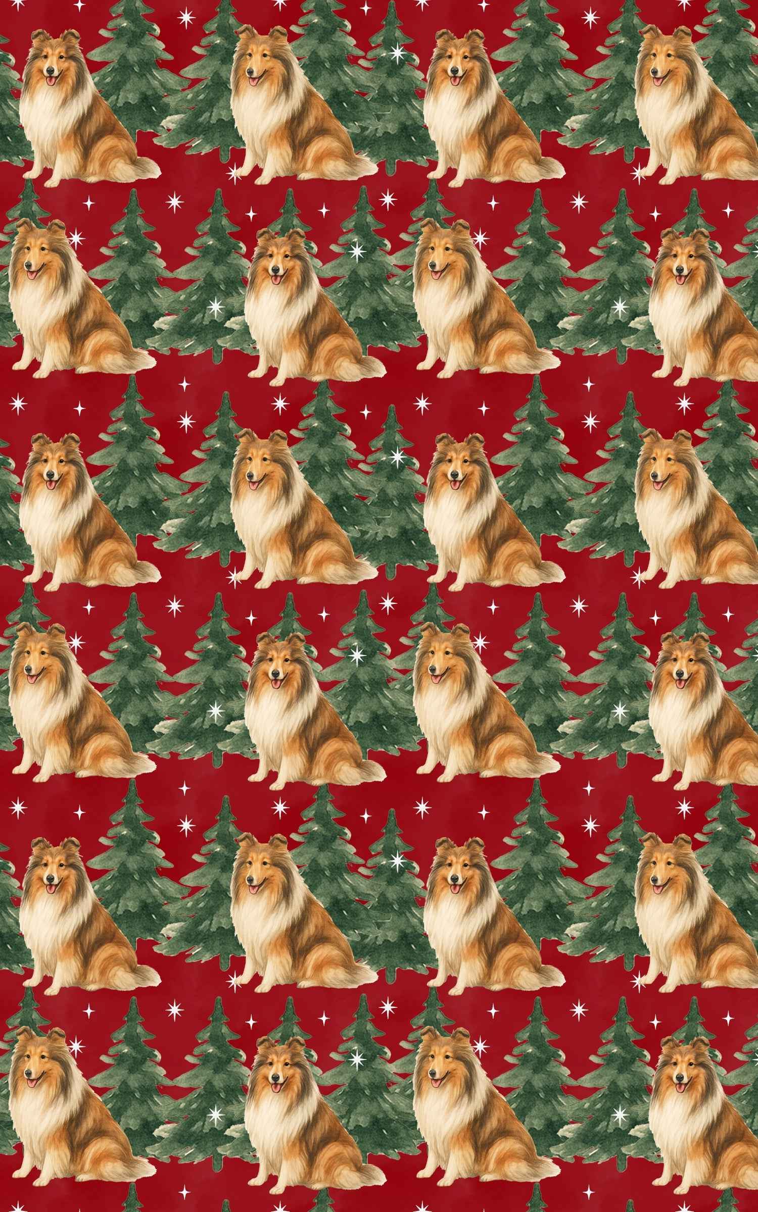 Collie in Winter Pines