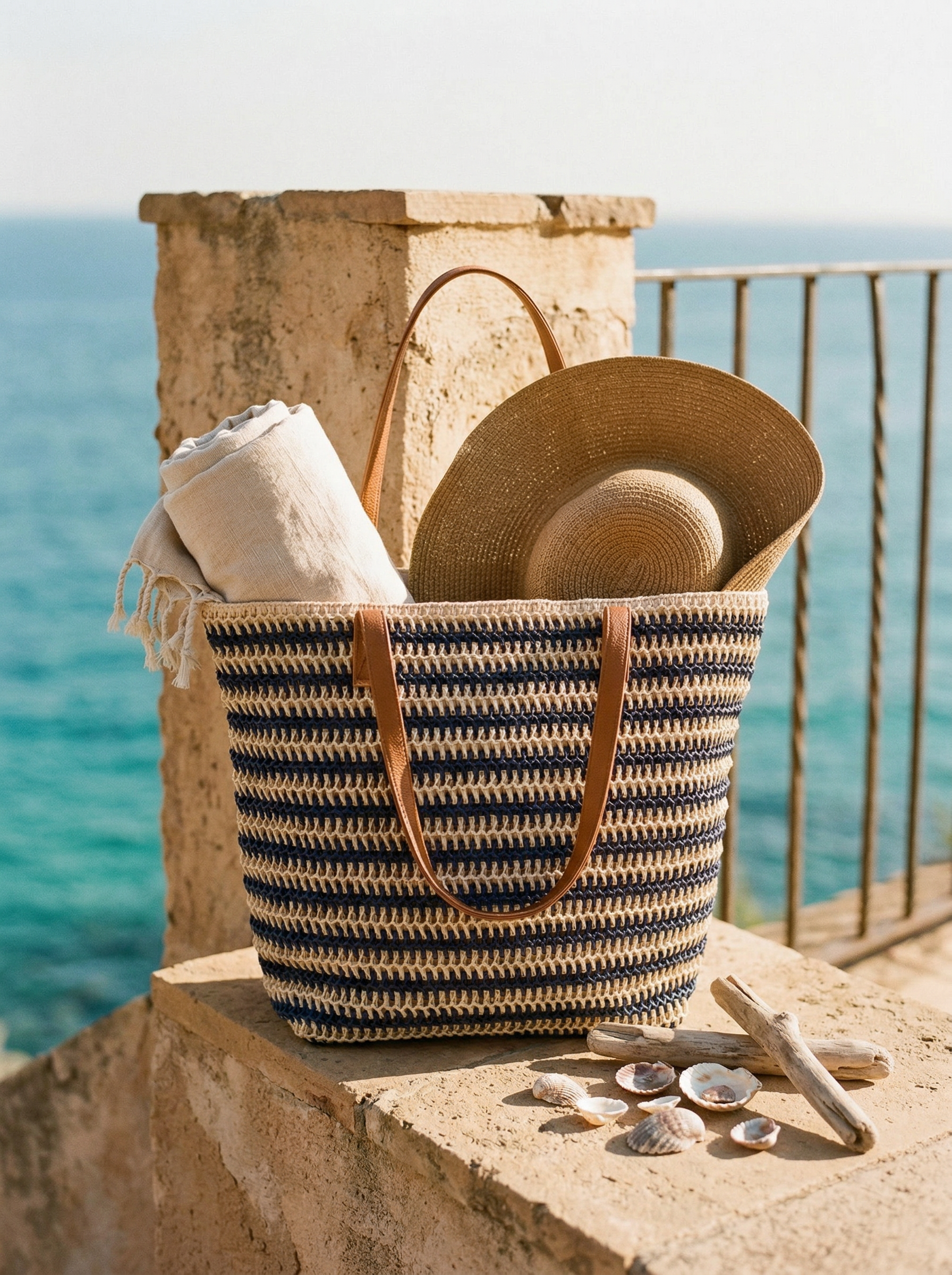 Artisanal Handwoven Large Tote for Summer Vacation