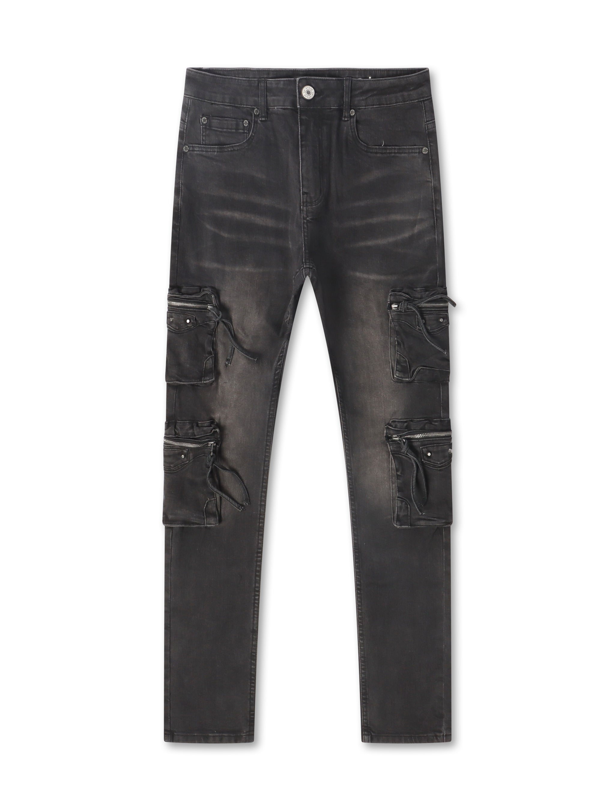 Serenede Poppy Cargo Skinny Jeans - Black by Denim Exchange