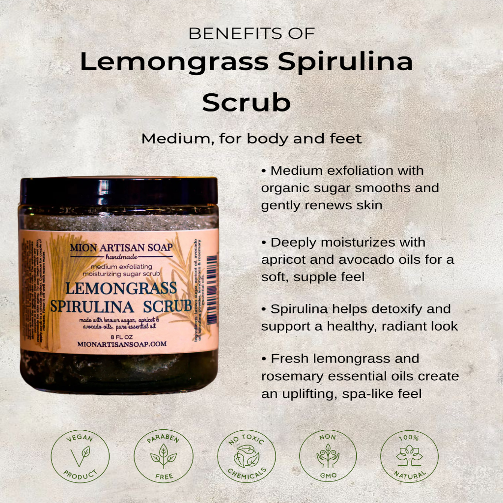 Lemongrass Spirulina Sugar Scrub | Medium by MION Artisan Soap Co.