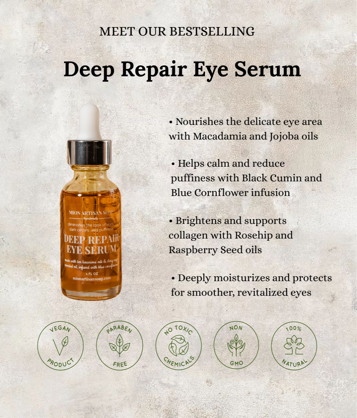 Deep Repair Eye Serum | Infused With Blue Cornflowers by MION Artisan Soap Co.