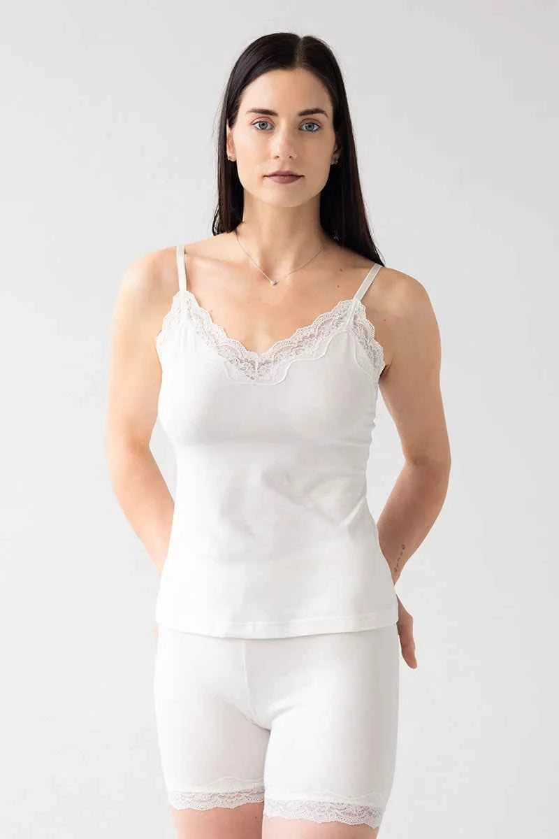 Cotton Camisole with lace trim - DestGlow