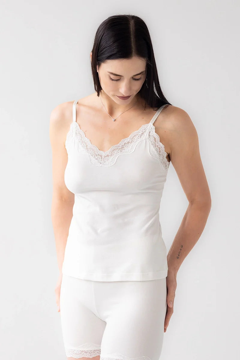 Cotton Camisole with lace trim - DestGlow