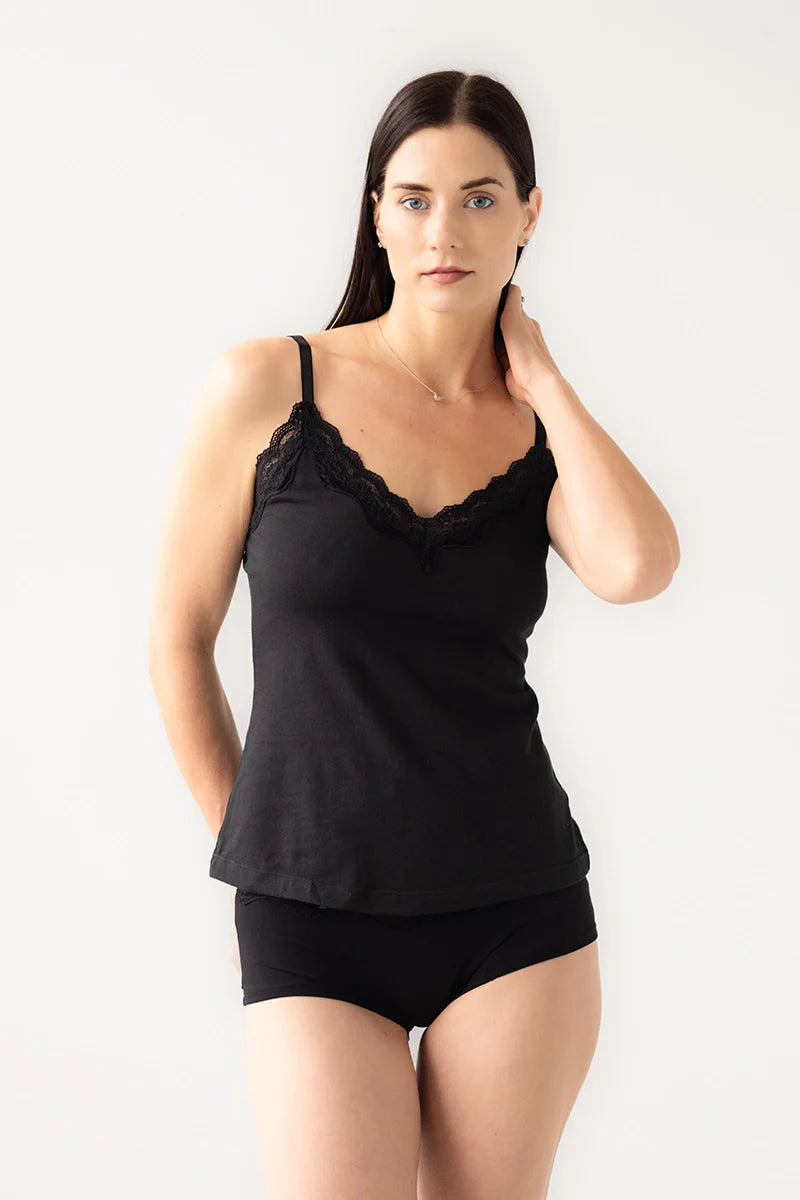 Cotton Camisole with lace trim - DestGlow