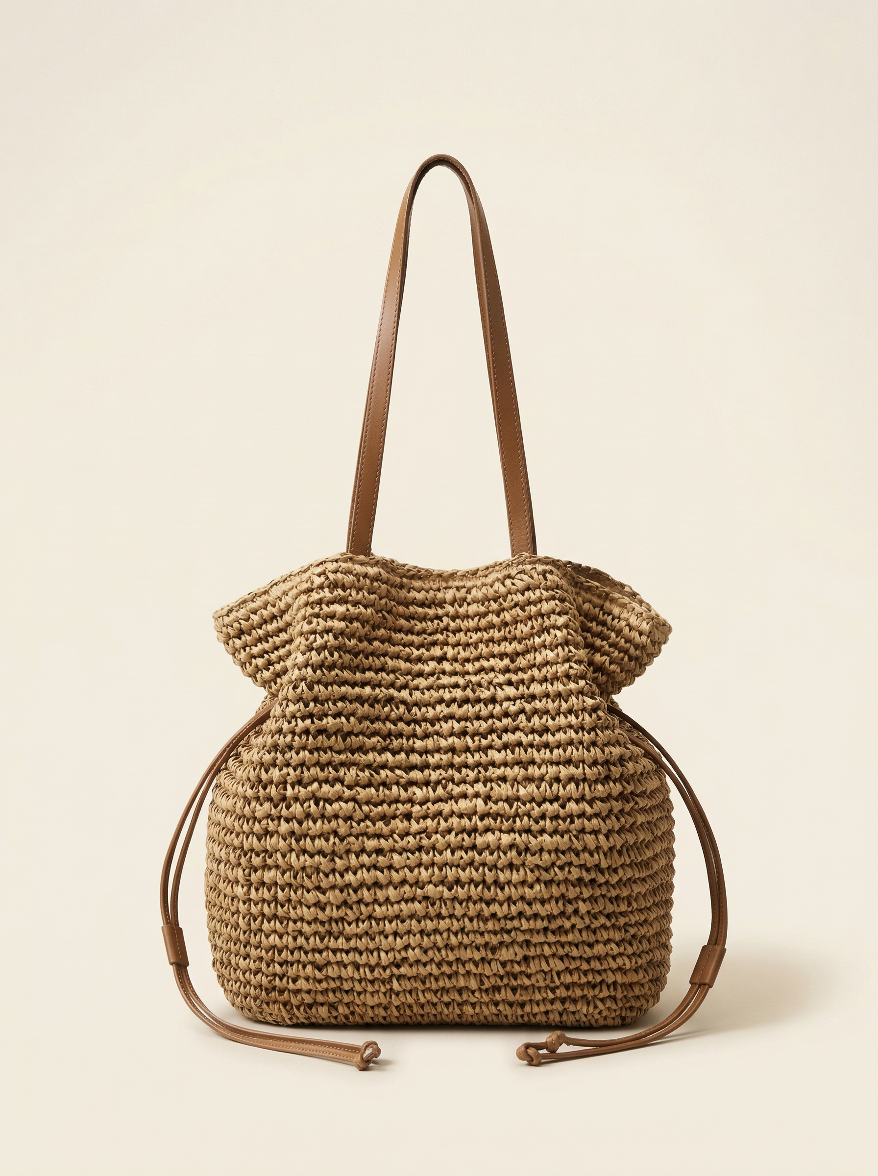 Artisanal Hand-Crocheted Straw Bucket Bag by LINTICO