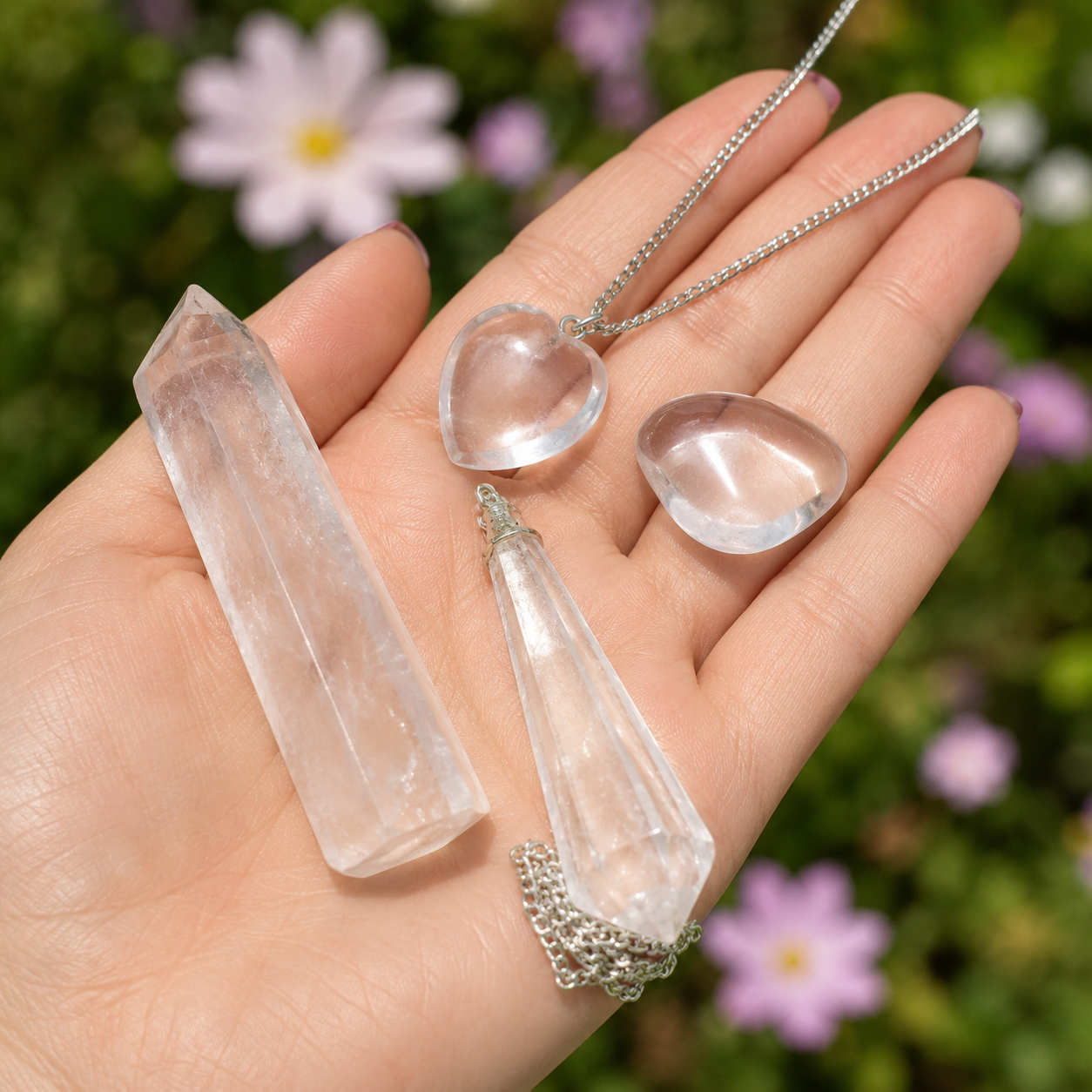Crystal Quartz Gift Set For Emotional Support and Protection, Crystal Polished Gemstones. DestGlow