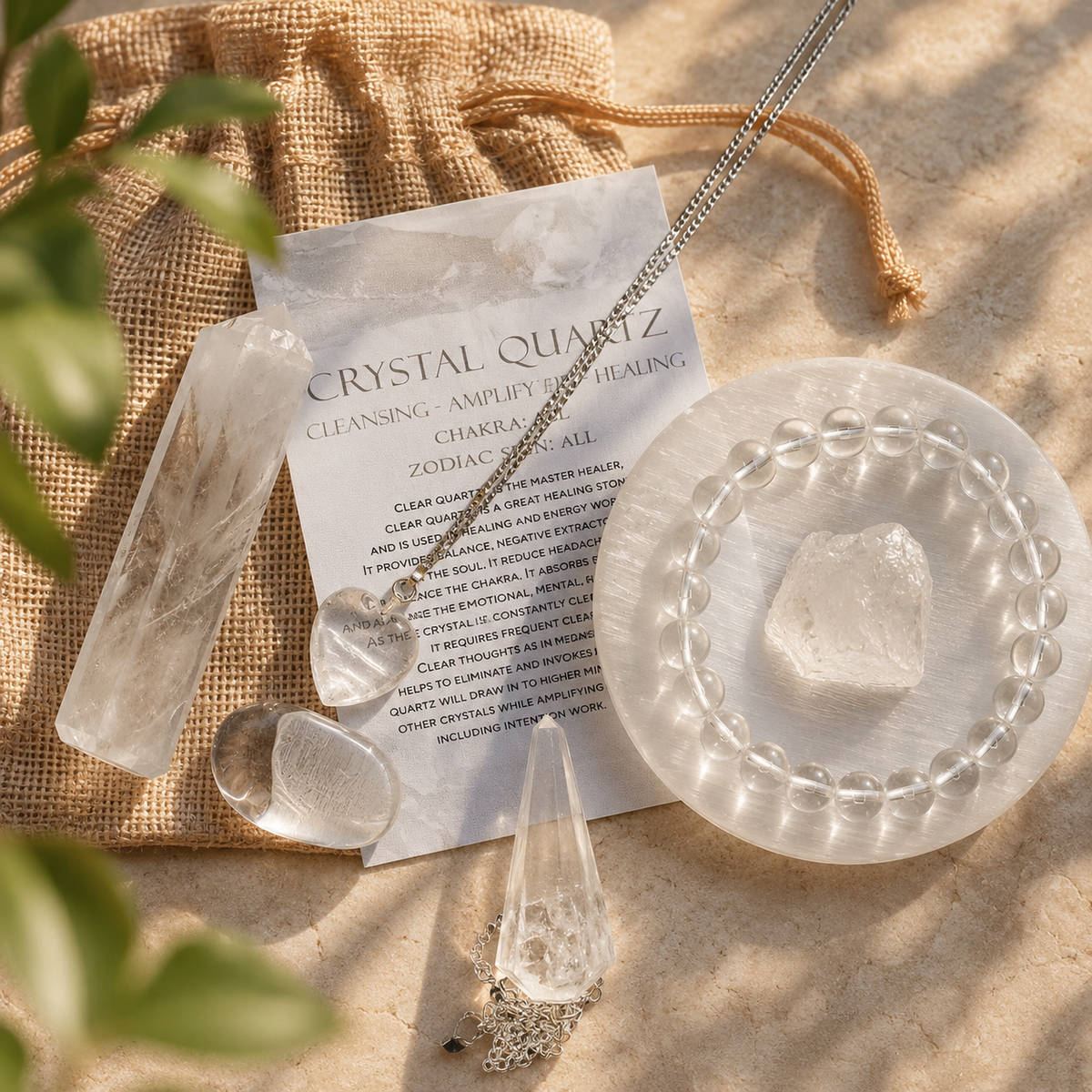 Crystal Quartz Gift Set For Emotional Support and Protection, Crystal Polished Gemstones. DestGlow