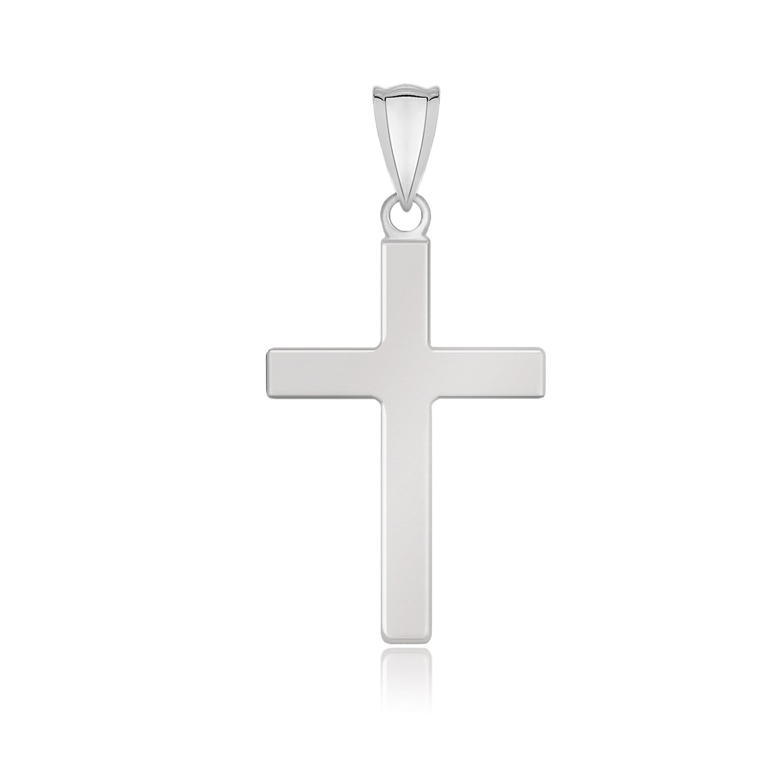 14k White Gold Flat Design Cross Pendant - necklaces