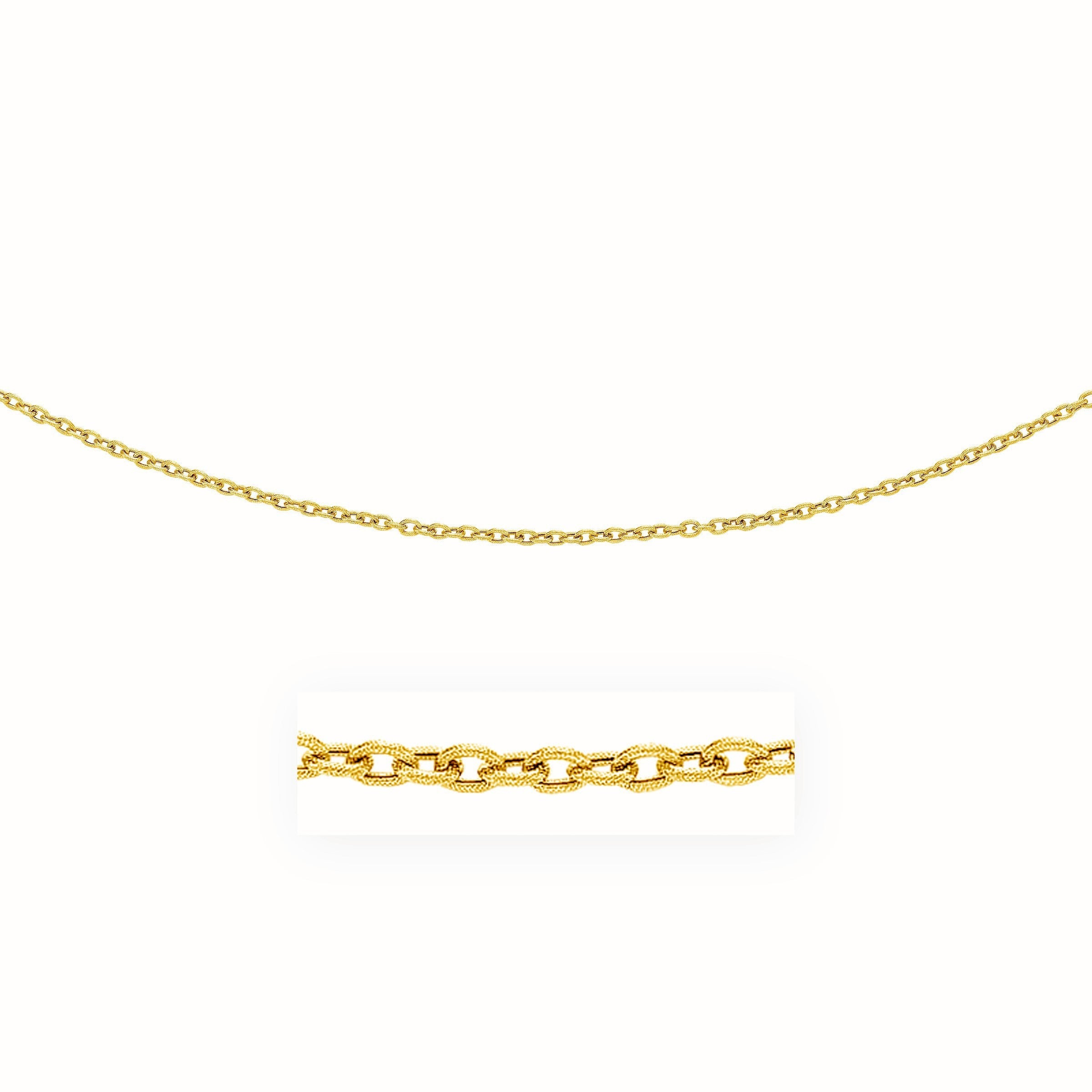 14k Yellow Gold Pendant Chain with Textured Links (3.30 mm) by Avera Group