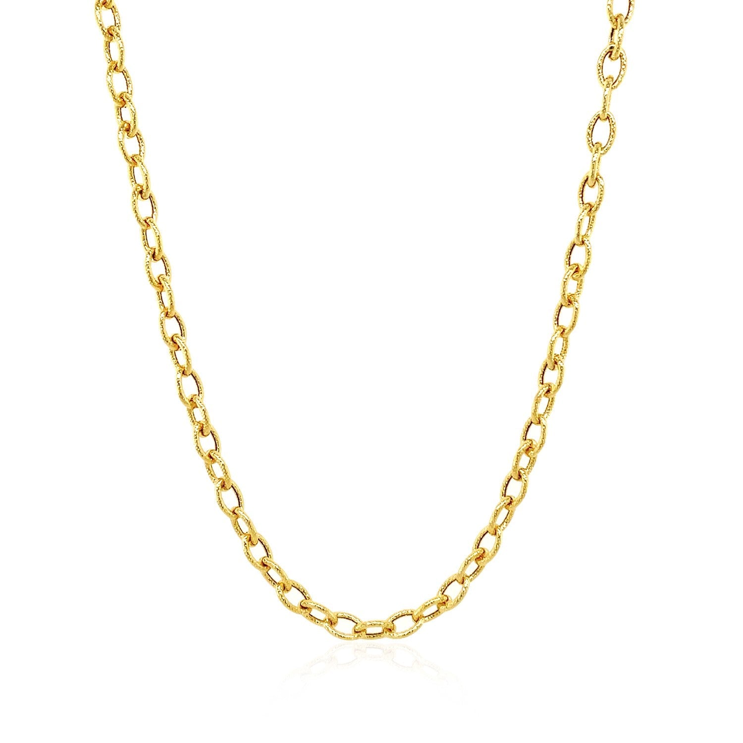 14k Yellow Gold Pendant Chain with Textured Links (3.3 mm) by Avera Group
