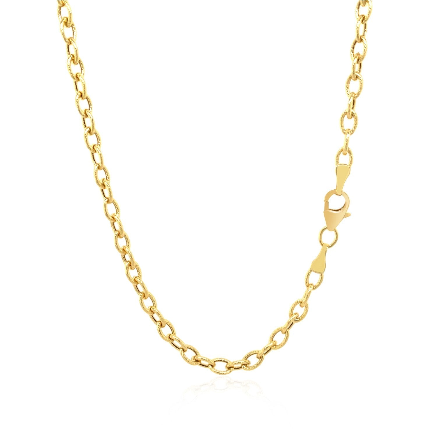 3.5mm 14k Yellow Gold Pendant Chain with Textured Links DestGlow