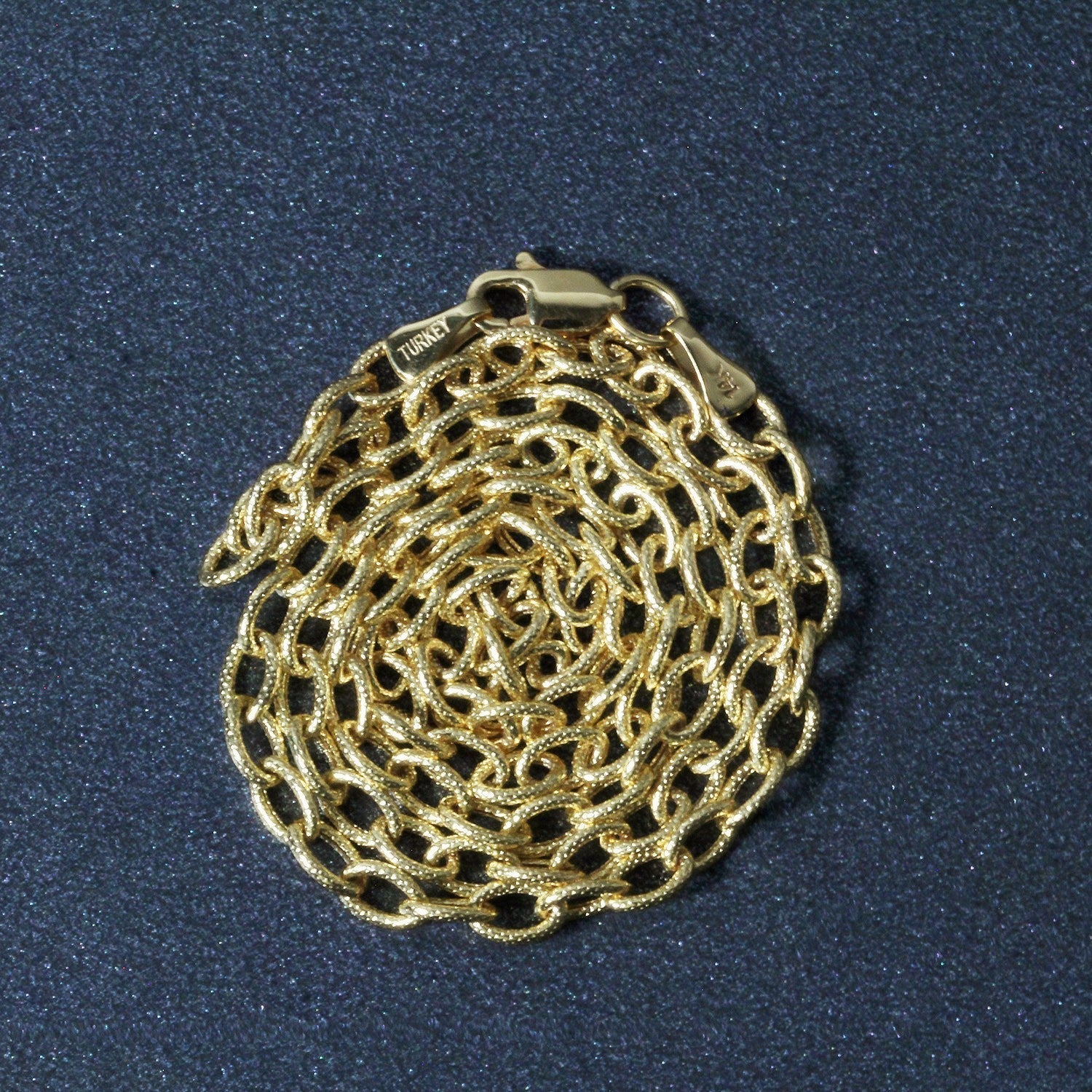 3.5mm 14k Yellow Gold Pendant Chain with Textured Links DestGlow