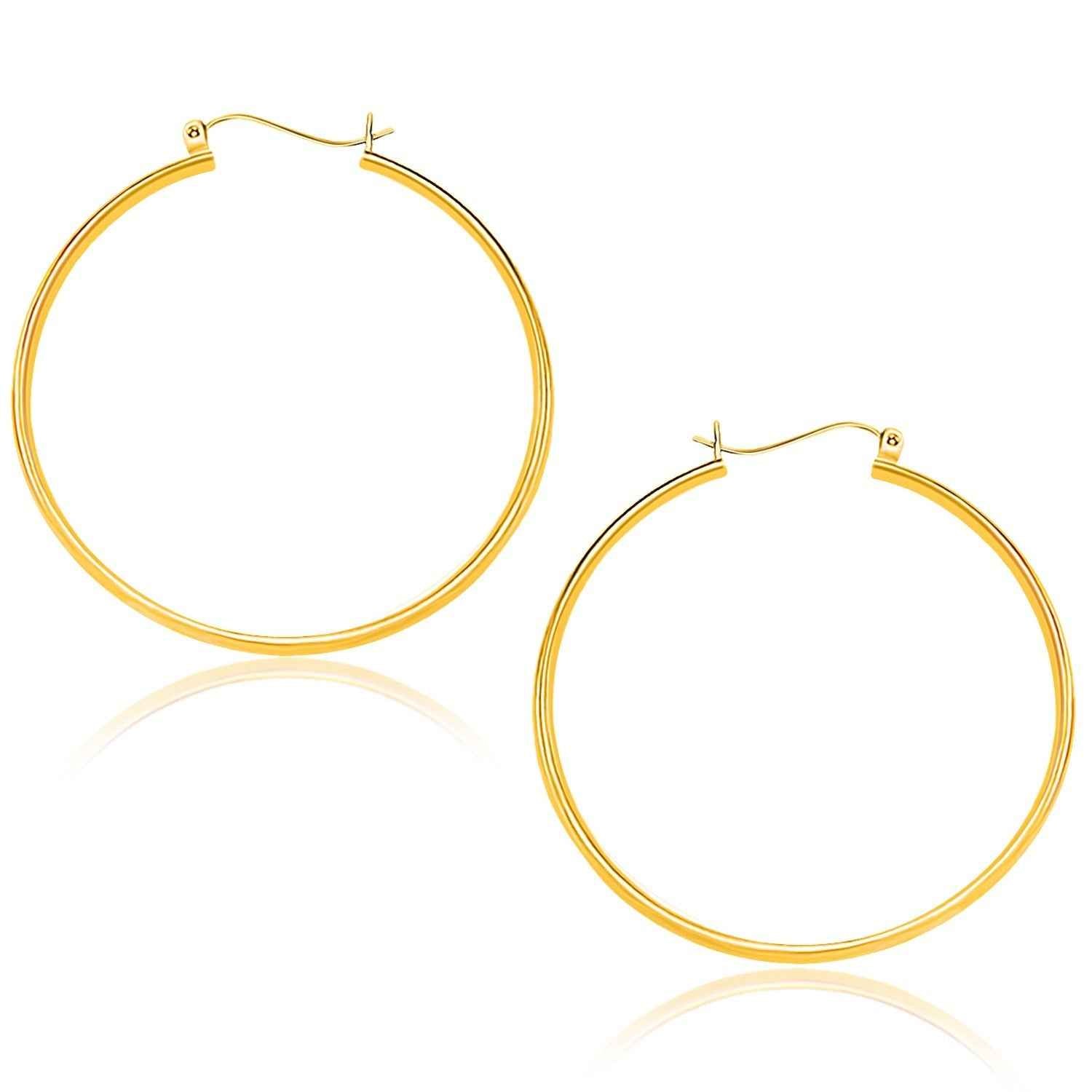 14k Yellow Gold Polished Hoop Earrings (40mm) DestGlow