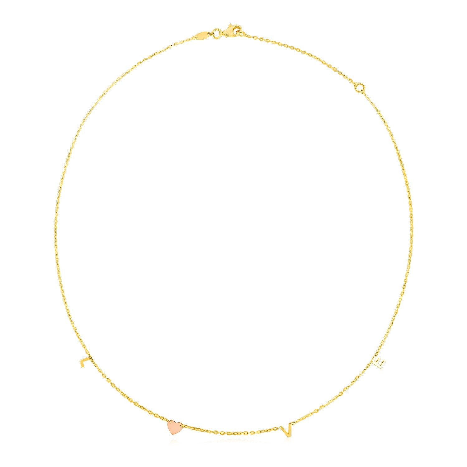 14k Two Tone Gold Love Necklace - necklaces