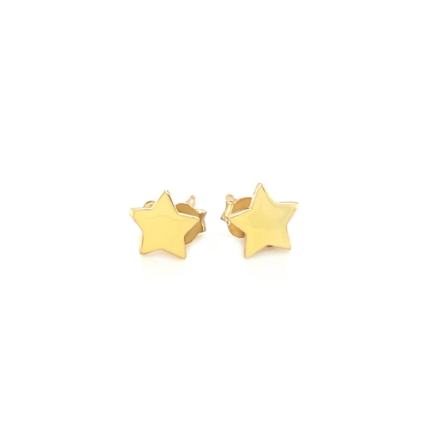 14k Yellow Gold Post Earrings with Stars(6.5mm) - DestGlow
