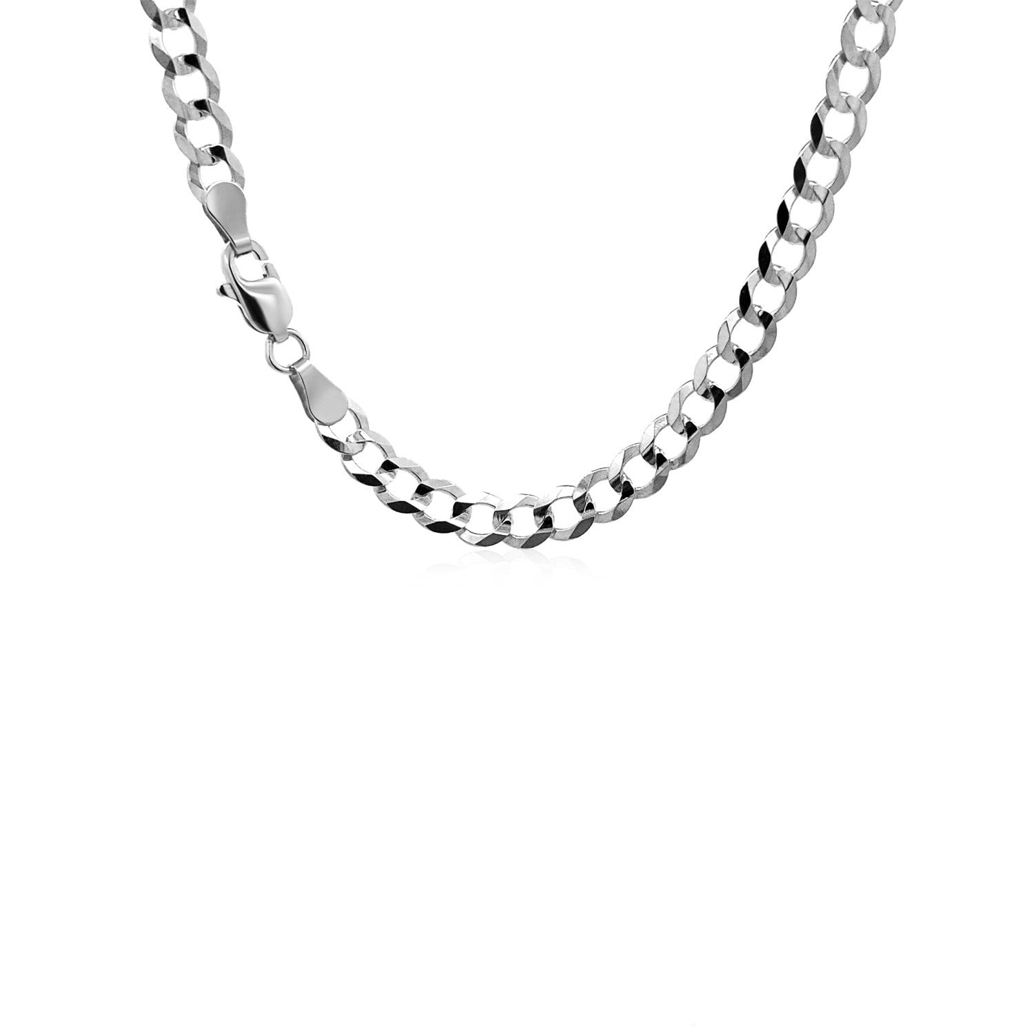14k White Gold Solid Curb Chain (4.70 mm) by Avera Group