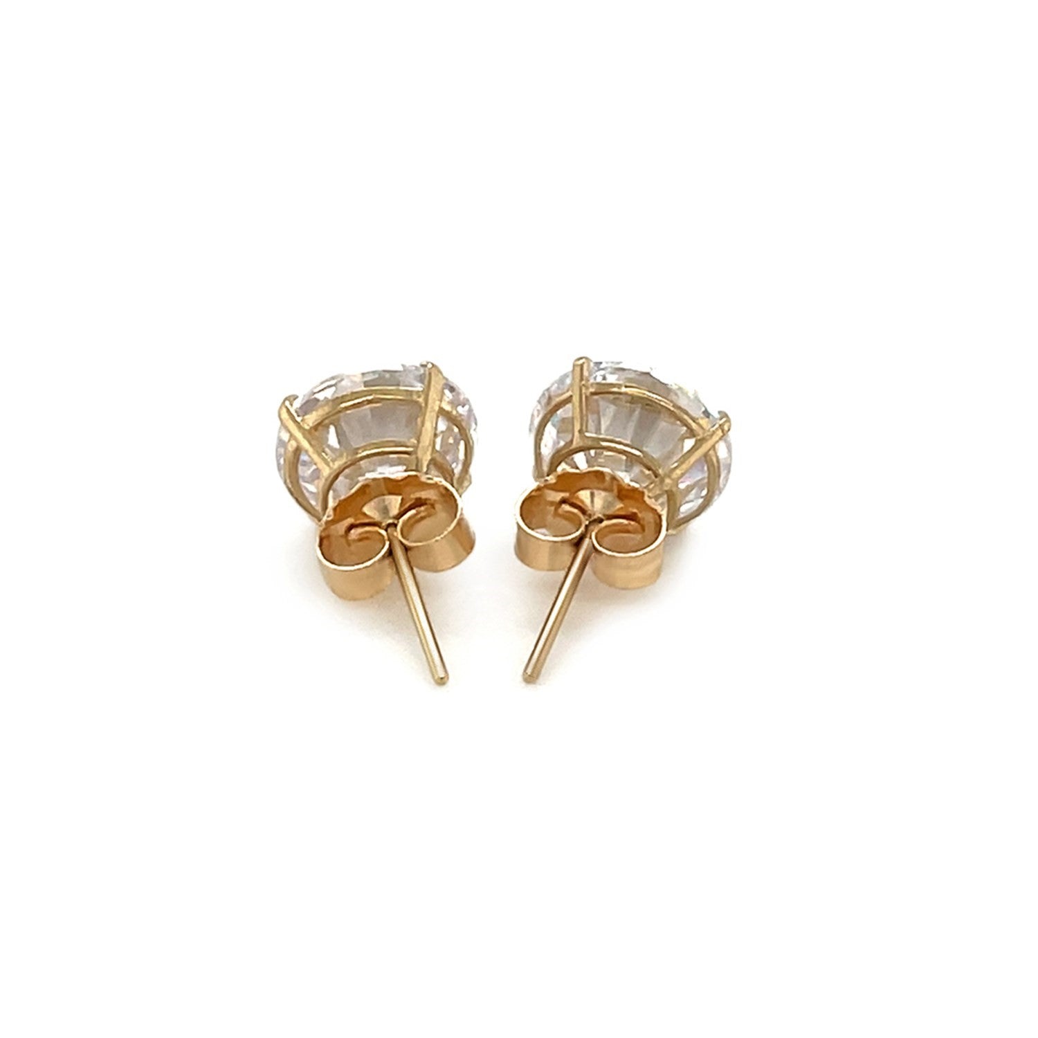 14k Yellow Gold 8.0mm Round CZ Stud Earrings - DestGlow